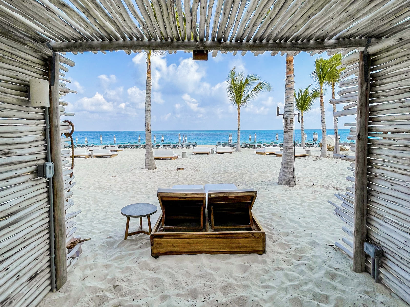 View from a Bimini Beach Club cabana toward the beach.
