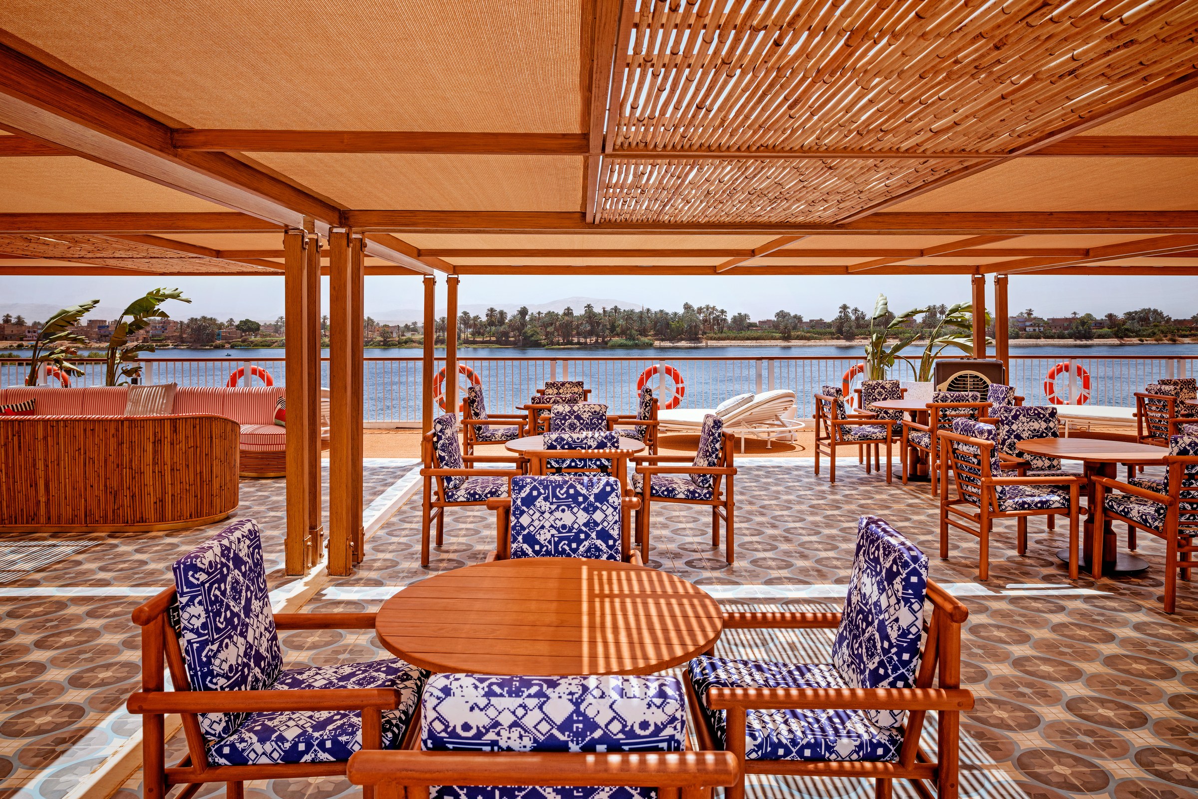AmaLilia shaded Sun Deck dining