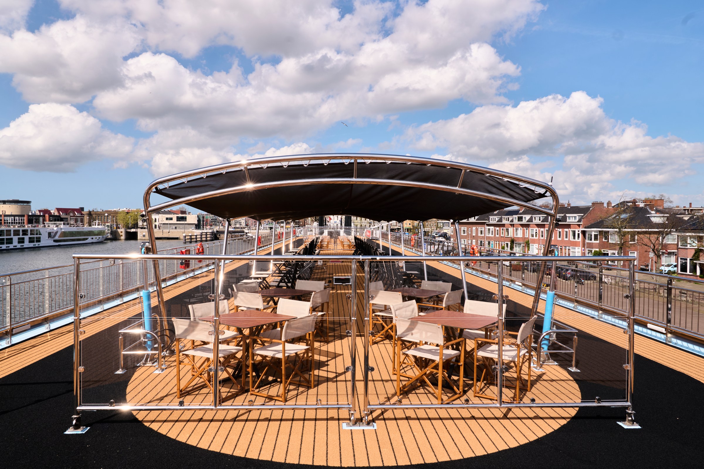 AmaSofia Sun Deck shaded dining area