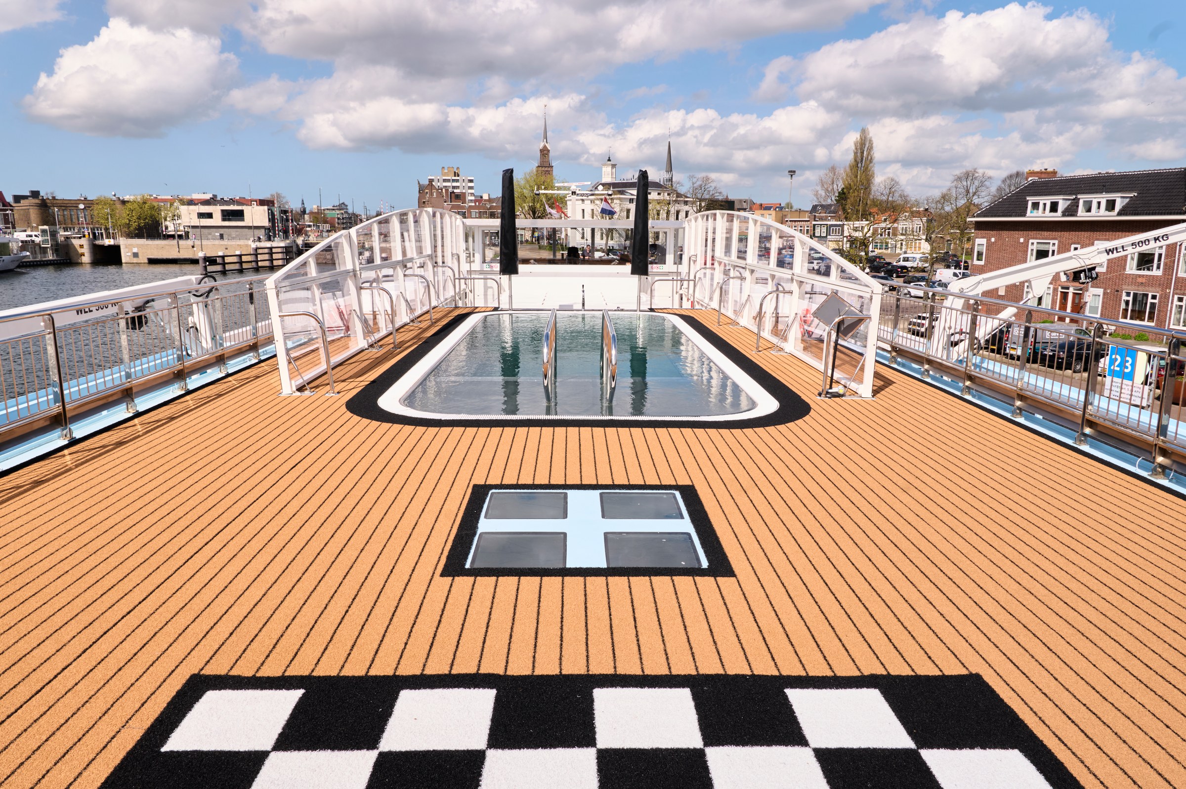 AmaSofia Sun Deck pool and giant chess