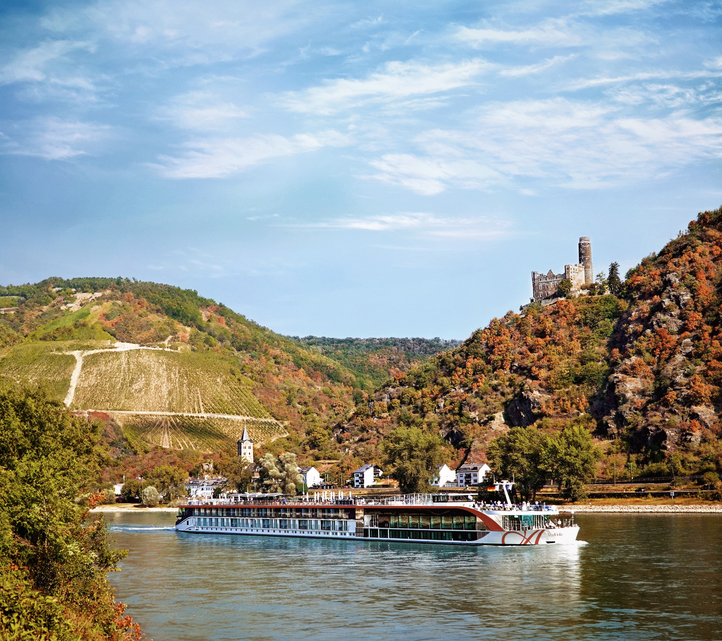 AmaViola sailing past Maus Castle