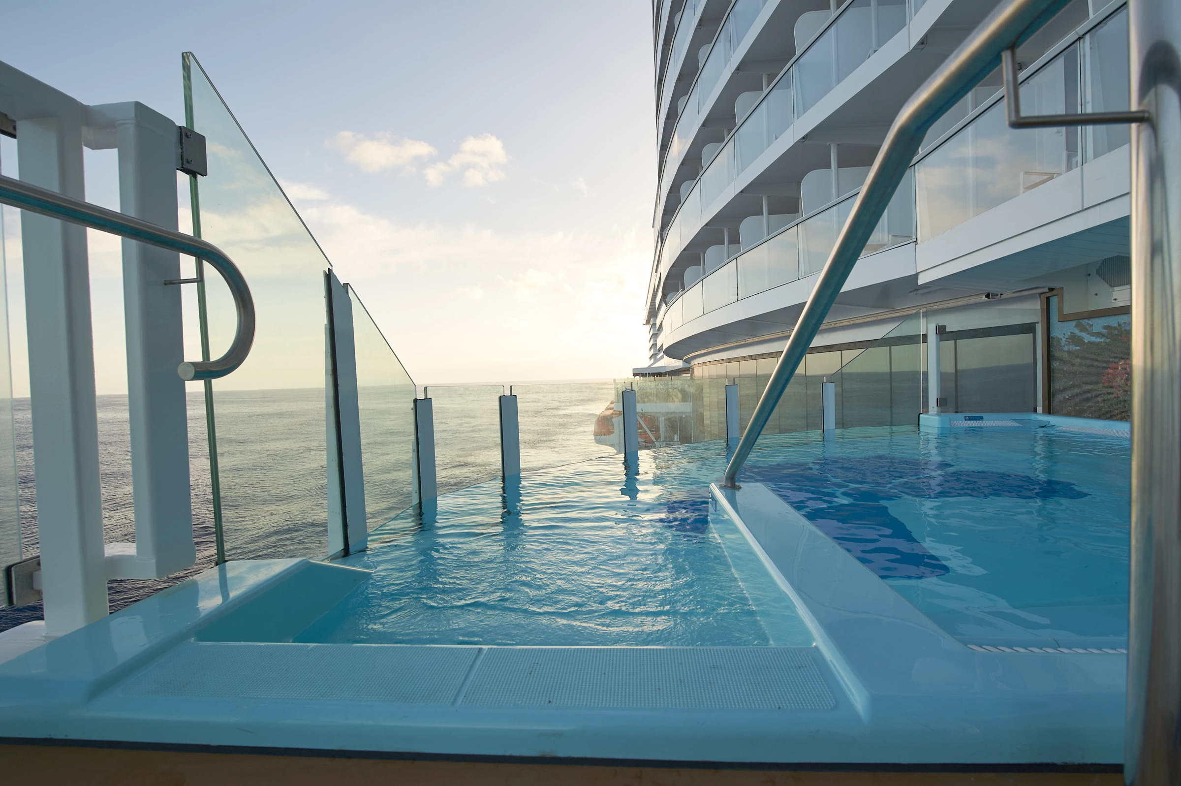 Serenity infinity pool with ocean view aboard Carnival Celebration