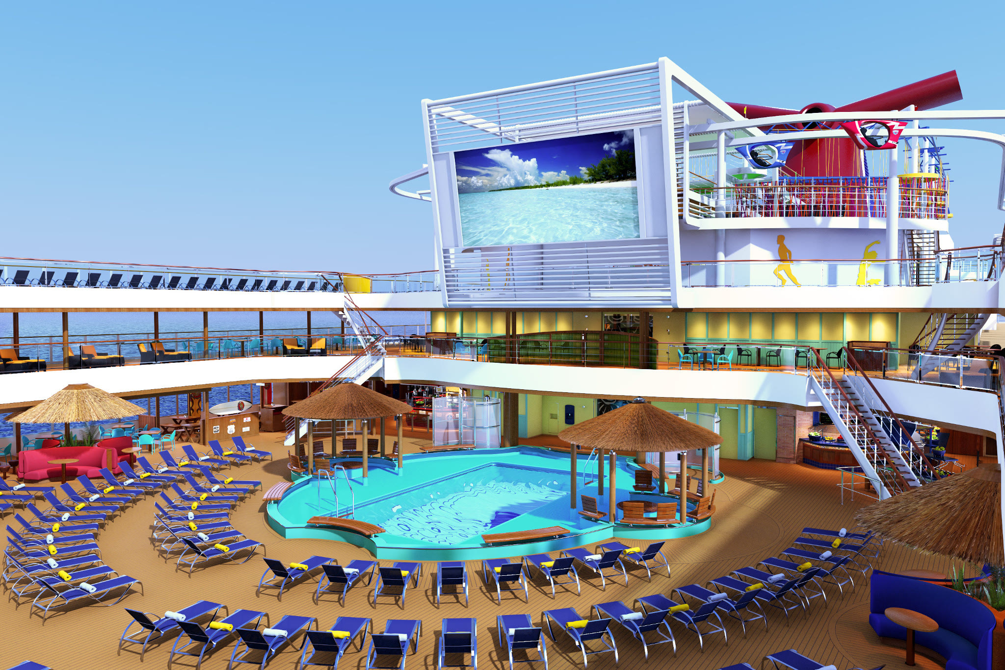 Sunny Resort Beach Pool and Seaside Theater aboard Carnival Horizon