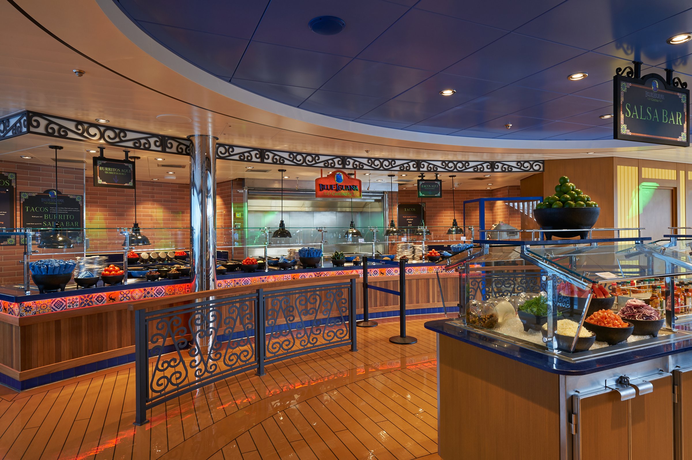 Carnival Jubilee Blue Iguana Cantina buffet counters
