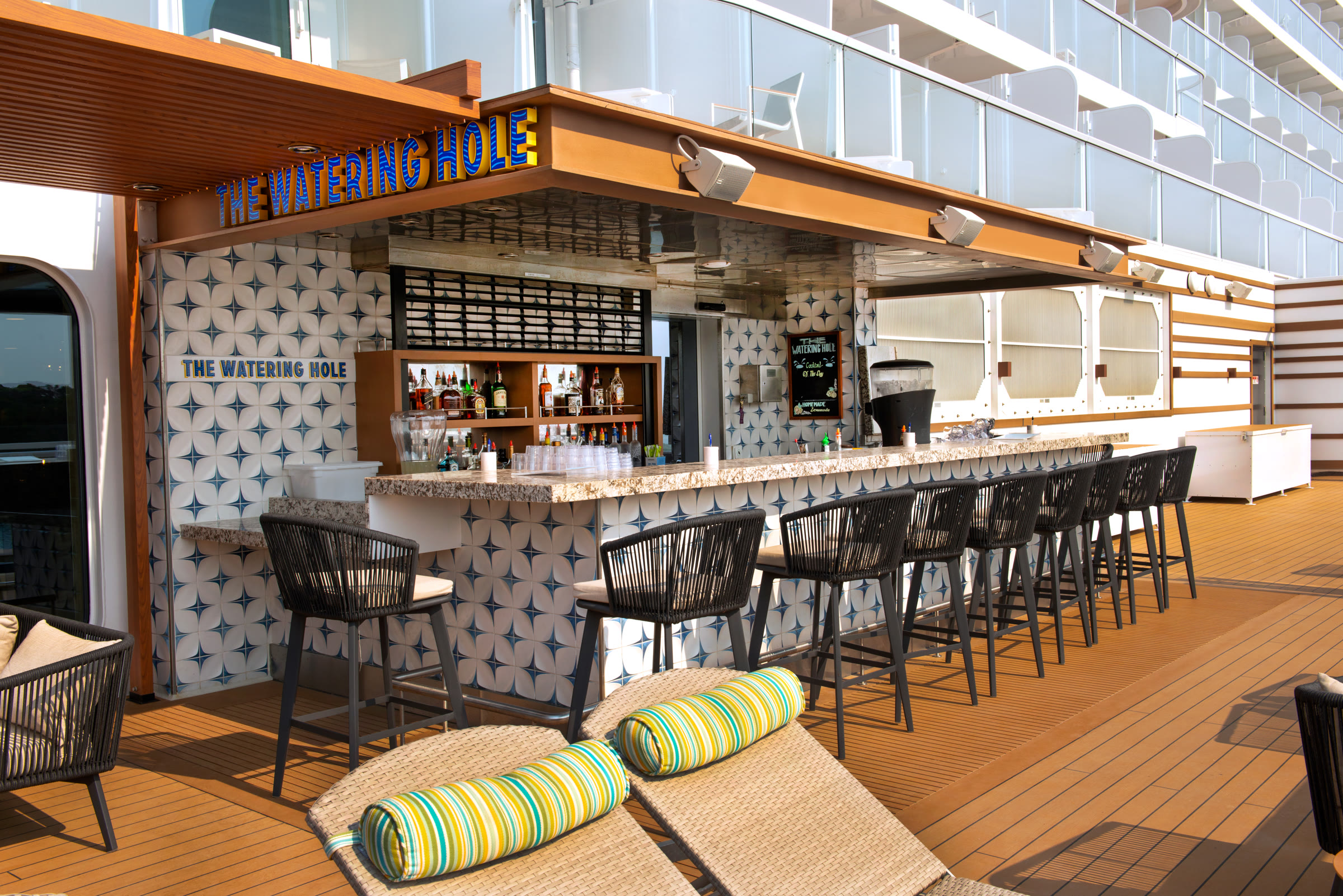 Sunny Watering Hole outdoor bar aboard Carnival Jubilee