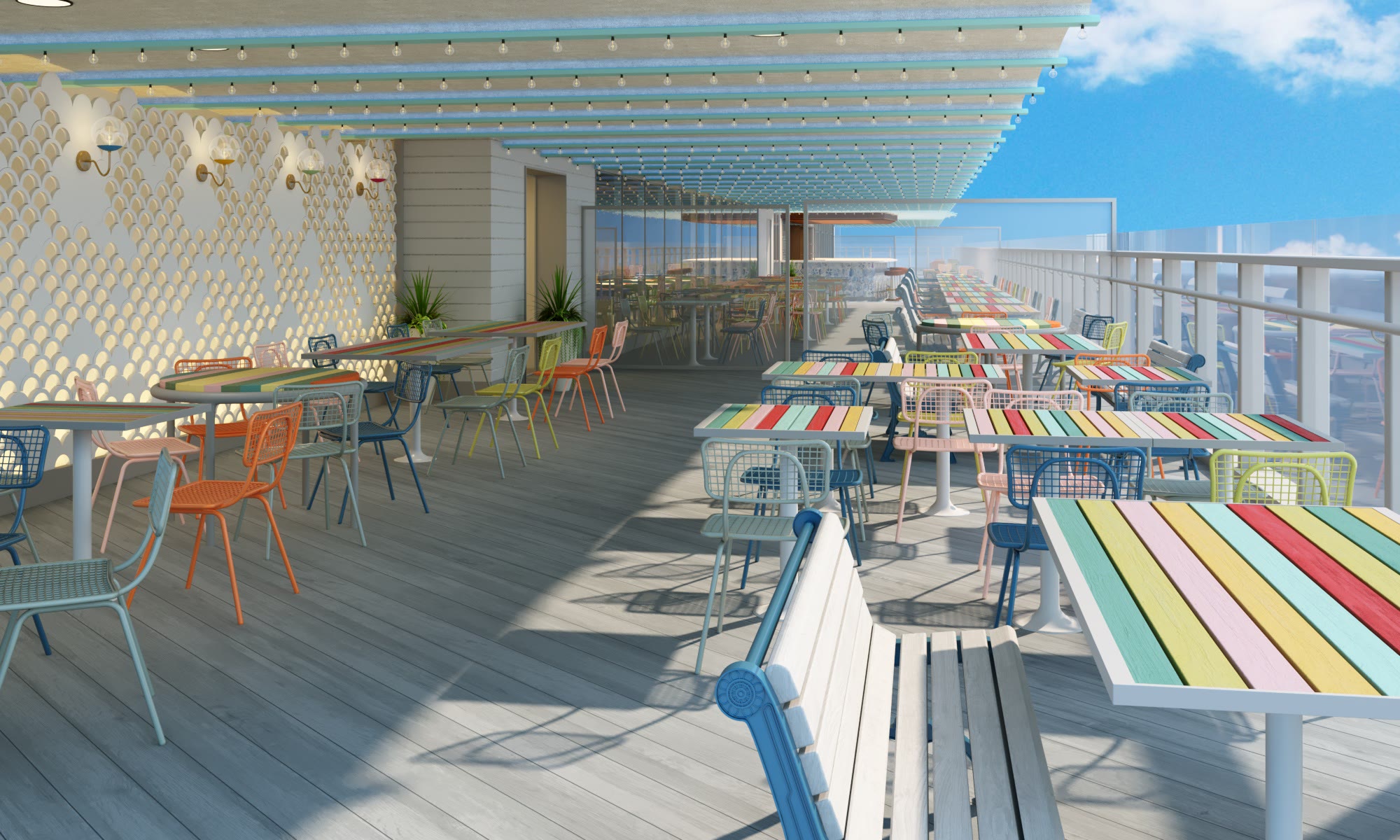 Sunny Lanai outdoor dining deck aboard Carnival Jubilee