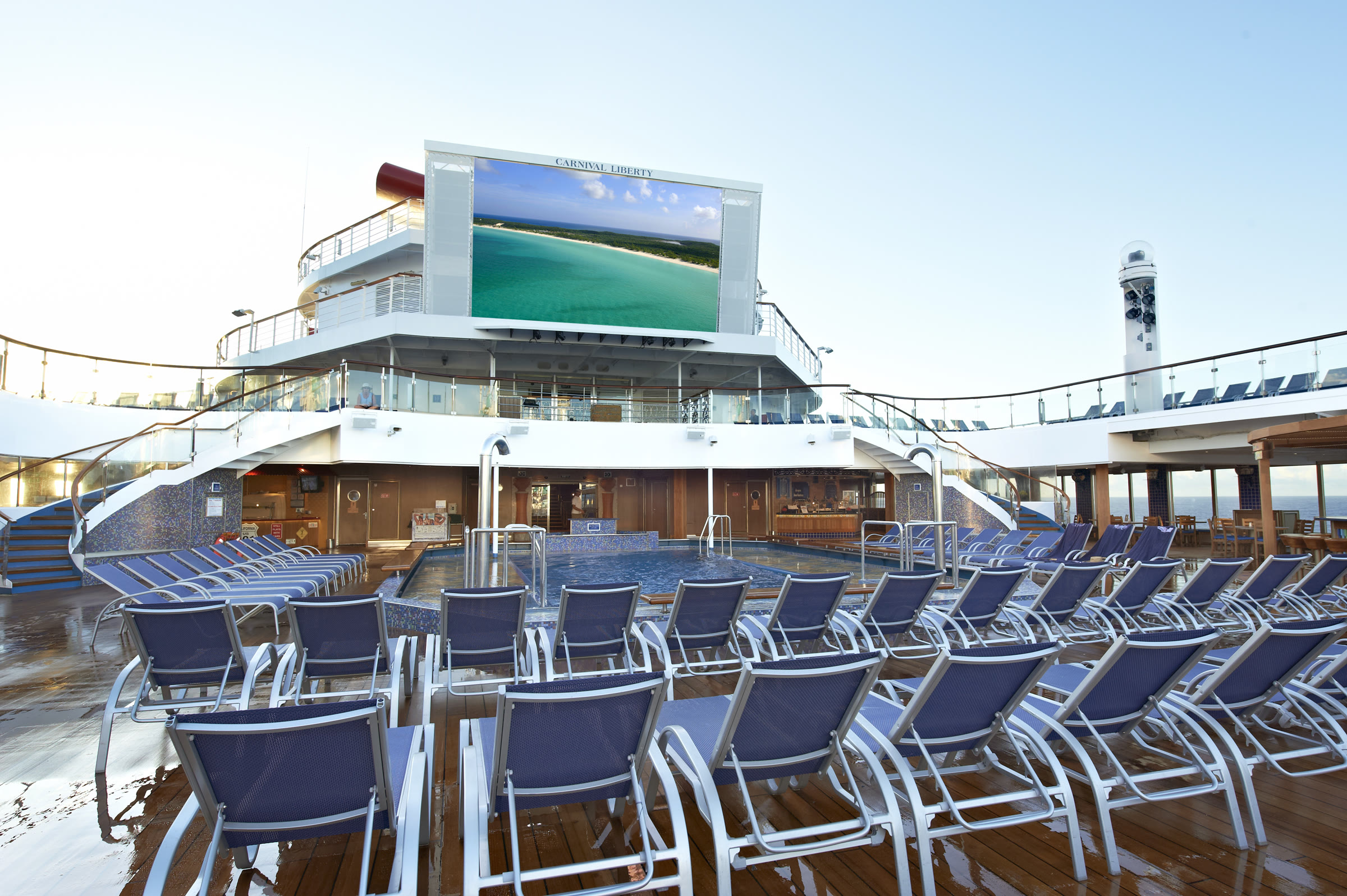 Carnival Liberty Tivoli pool and Seaside Theater, sunny midday