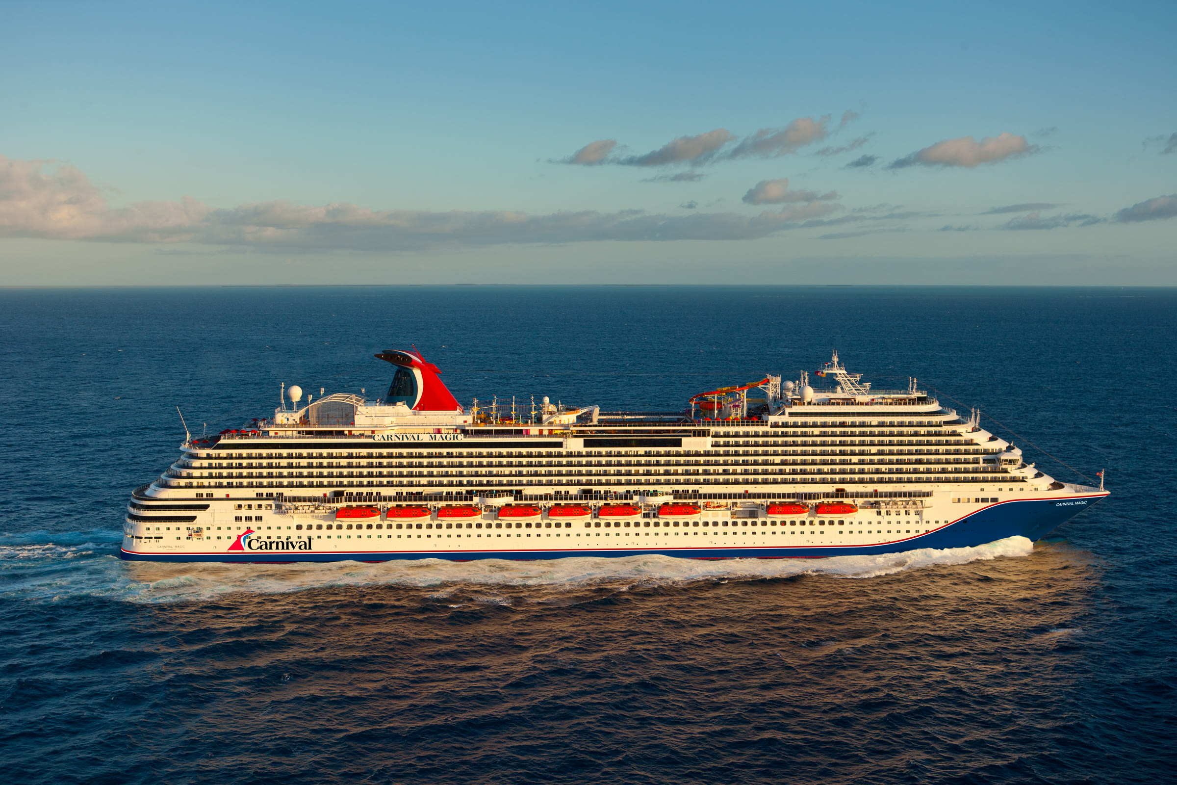 Carnival Magic sunny open-water blue-hull aerial exterior