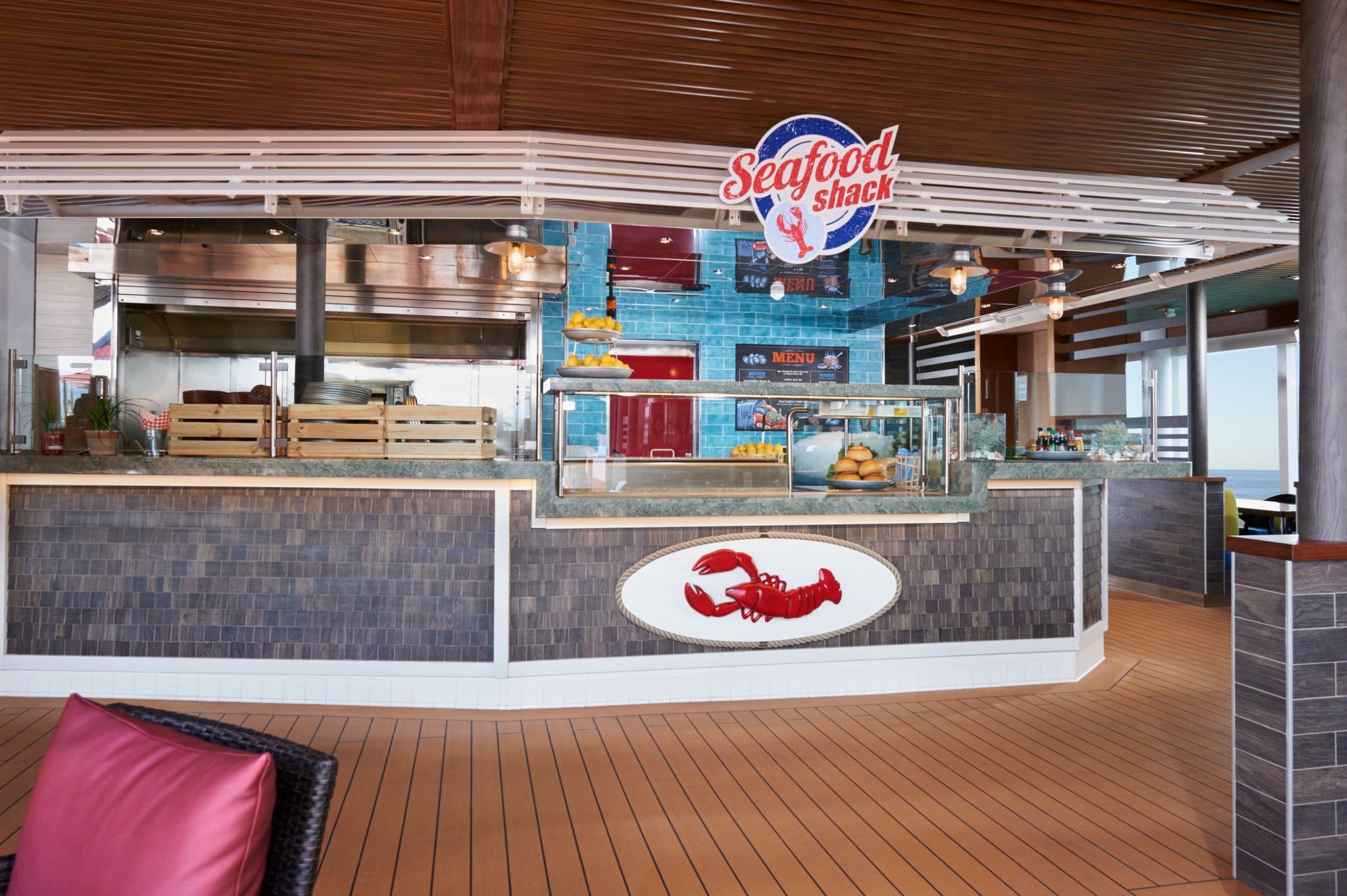 Carnival Vista Seafood Shack counter on the Lanai deck