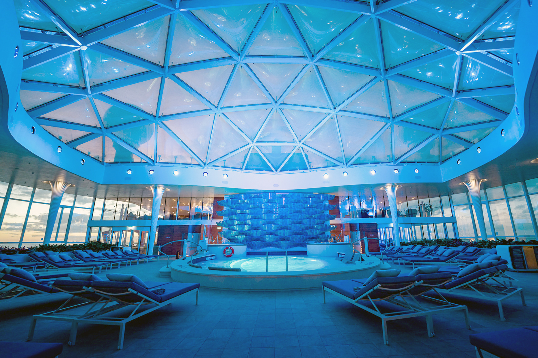 Celebrity Apex Solarium pool under the daylight glass dome