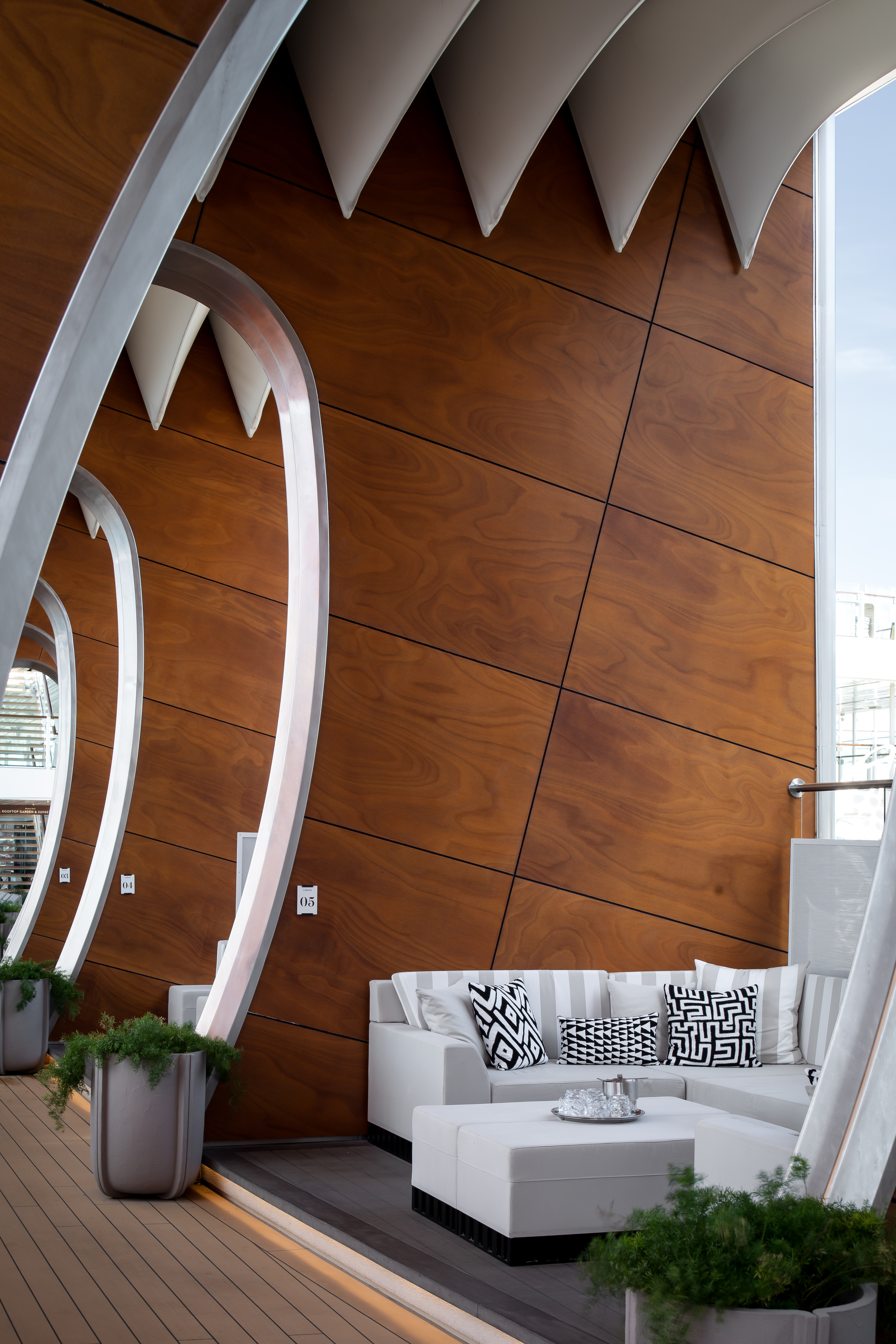 Celebrity Edge Resort Deck cabanas with sunny deck seating