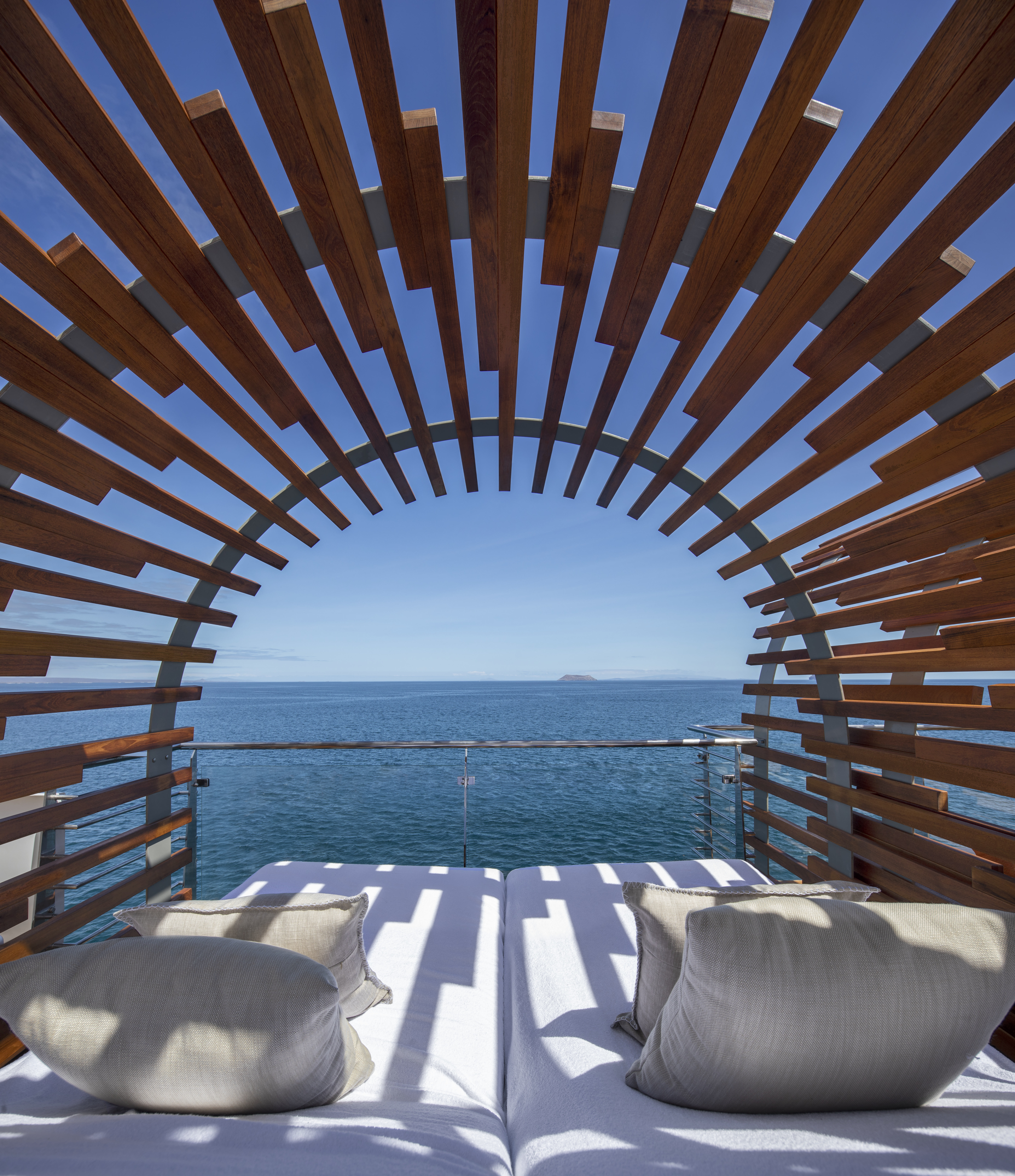 Celebrity Flora Galápagos Glamping cabana daybeds overlooking the ocean