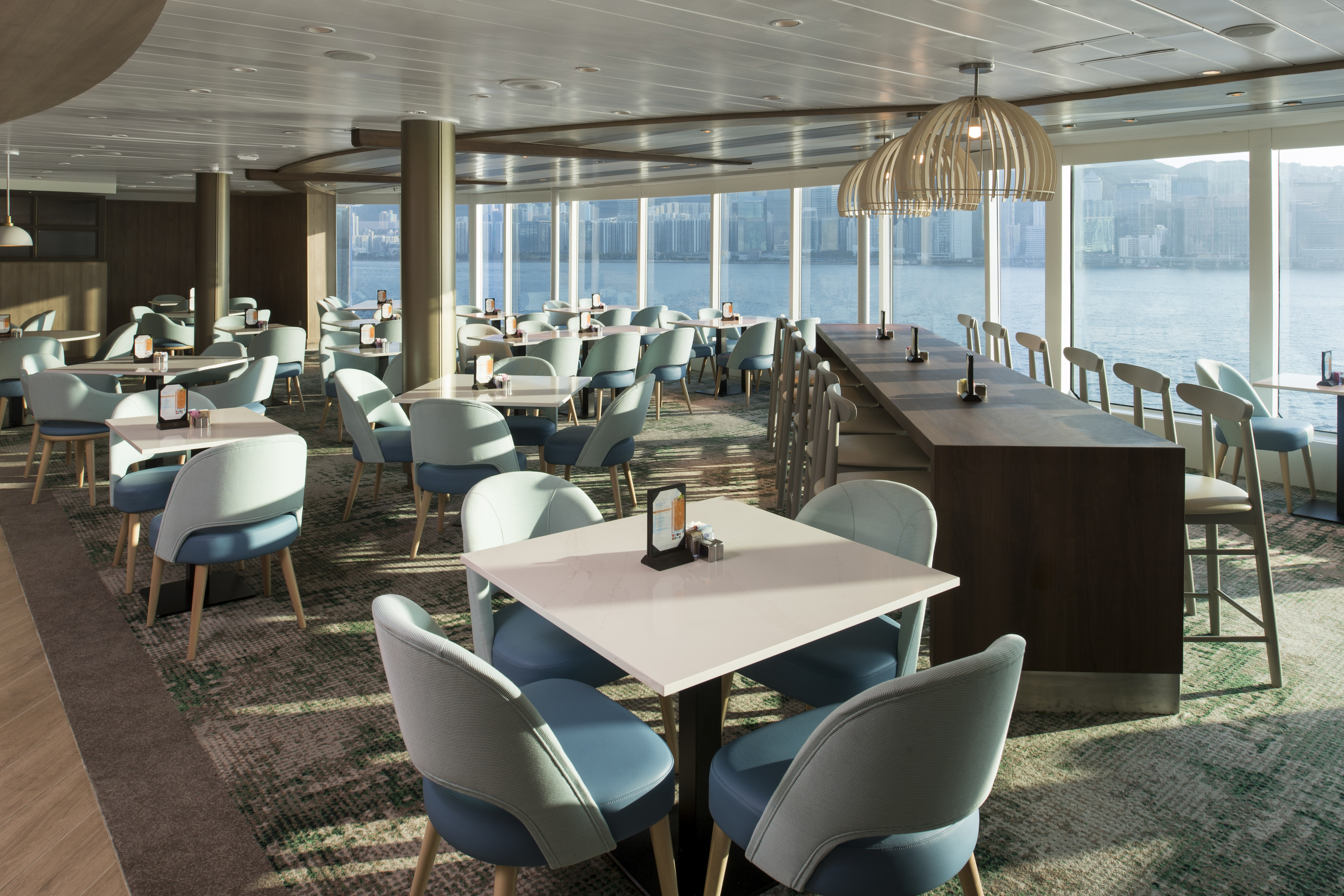 Celebrity Millennium Oceanview Cafe with bright daylight sea views