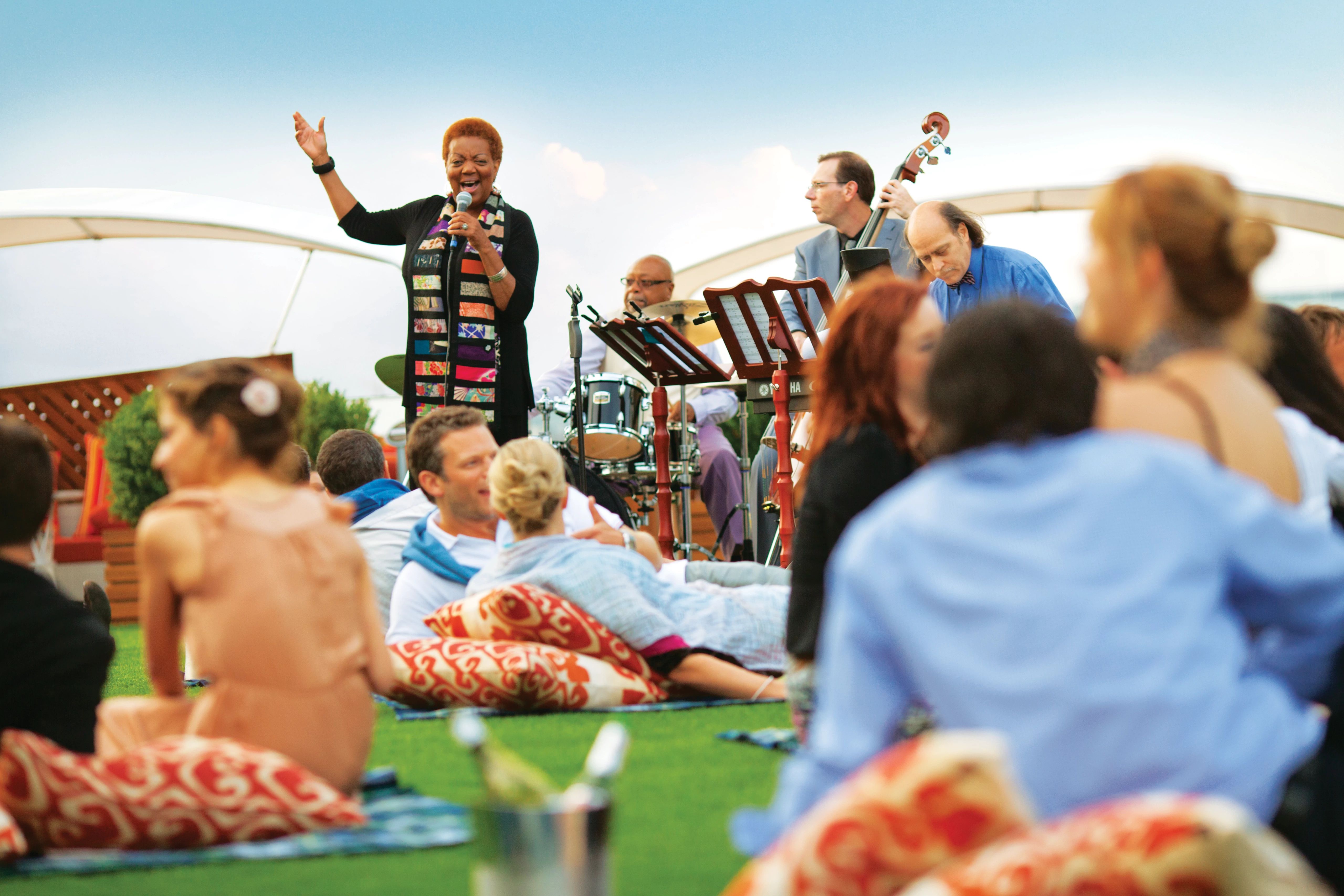 Celebrity Silhouette Lawn Club live music on sunny real grass