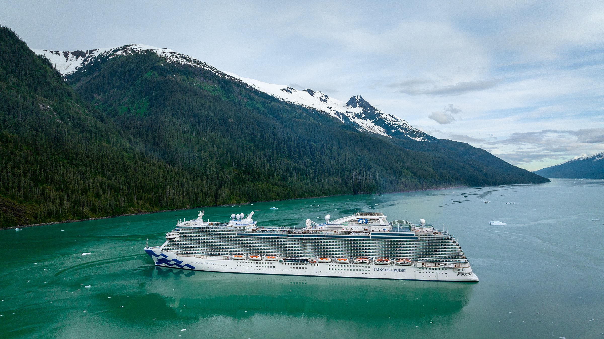 Discovery Princess aerial in Endicott Arm, Alaska