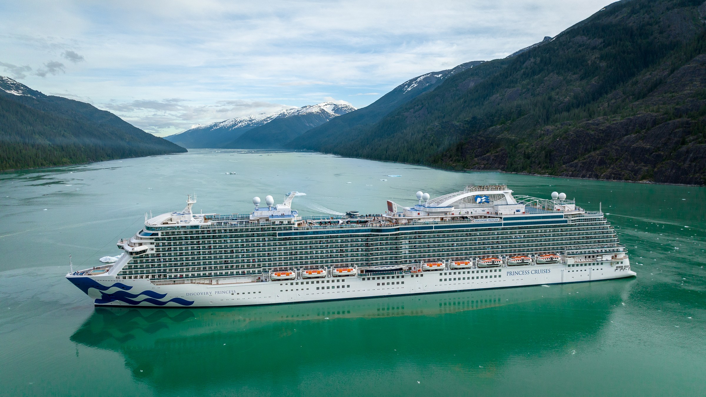 Discovery Princess aerial in Endicott Arm, Alaska
