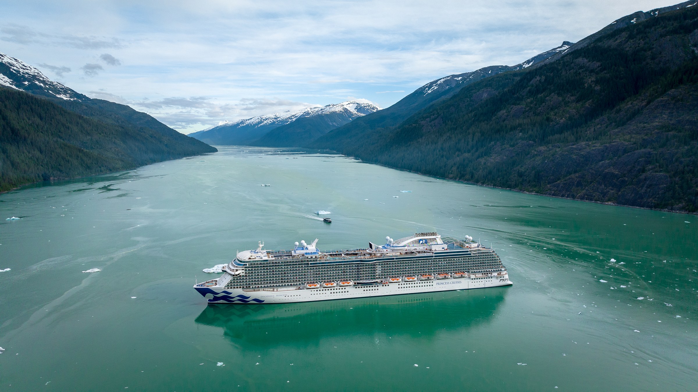 Discovery Princess aerial in Endicott Arm, Alaska
