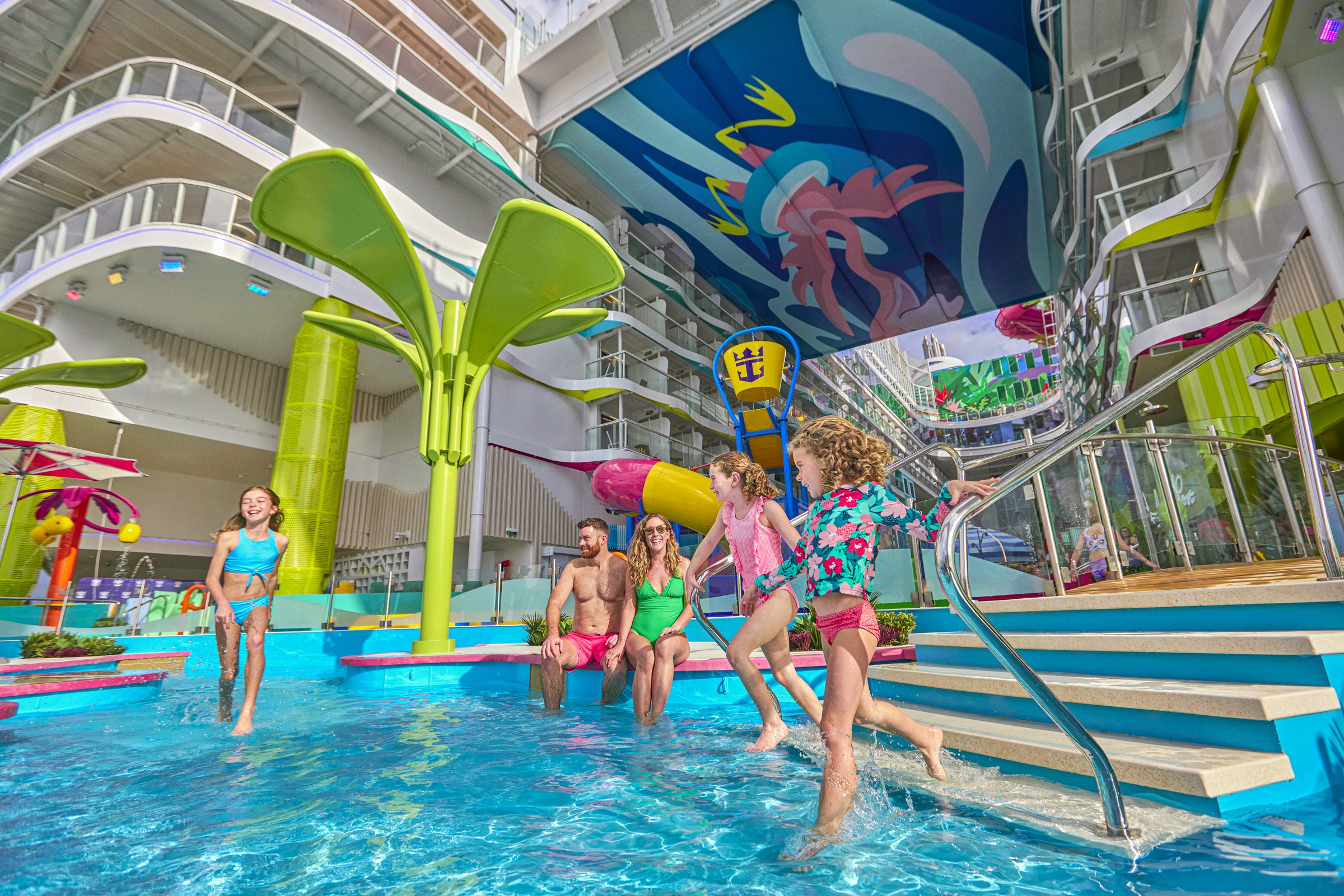 Kids splashing in the Water's Edge Pool in Surfside aboard Icon of the Seas