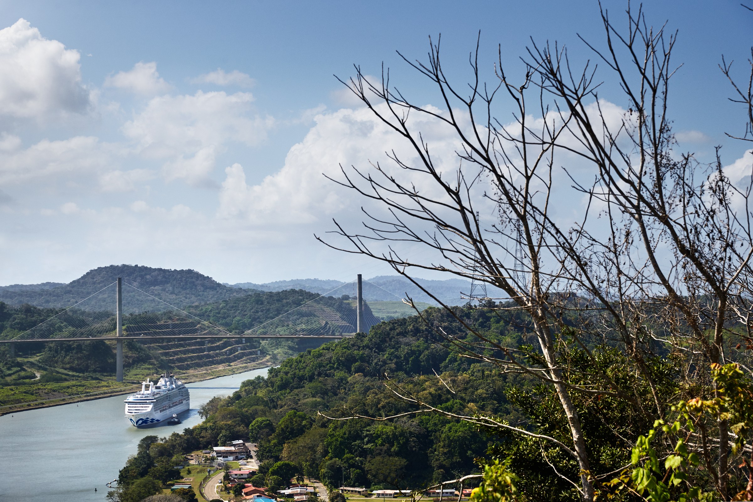 Island Princess approaching the Centennial Bridge in the Panama Canal