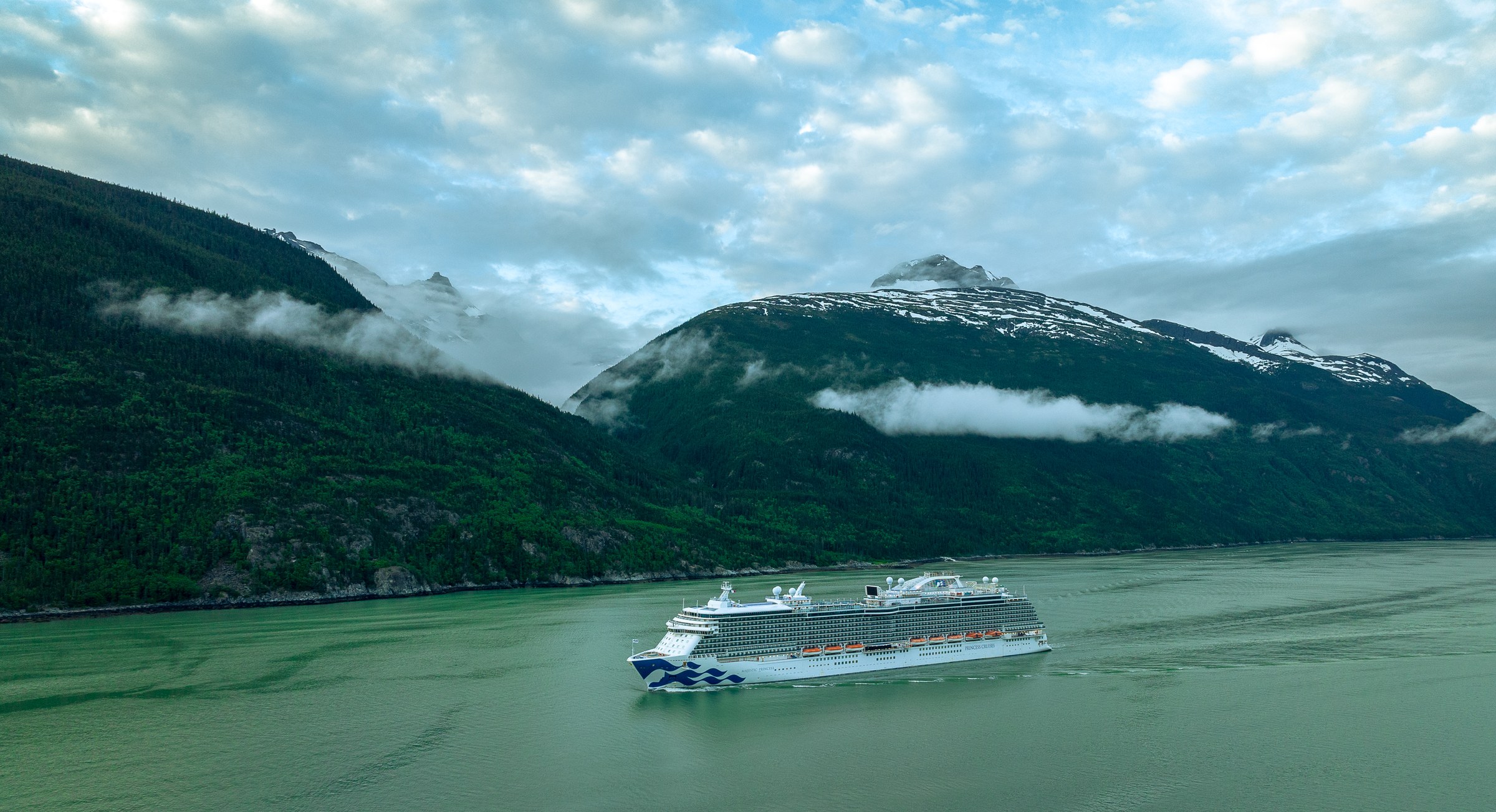 Majestic Princess aerial underway in Alaska
