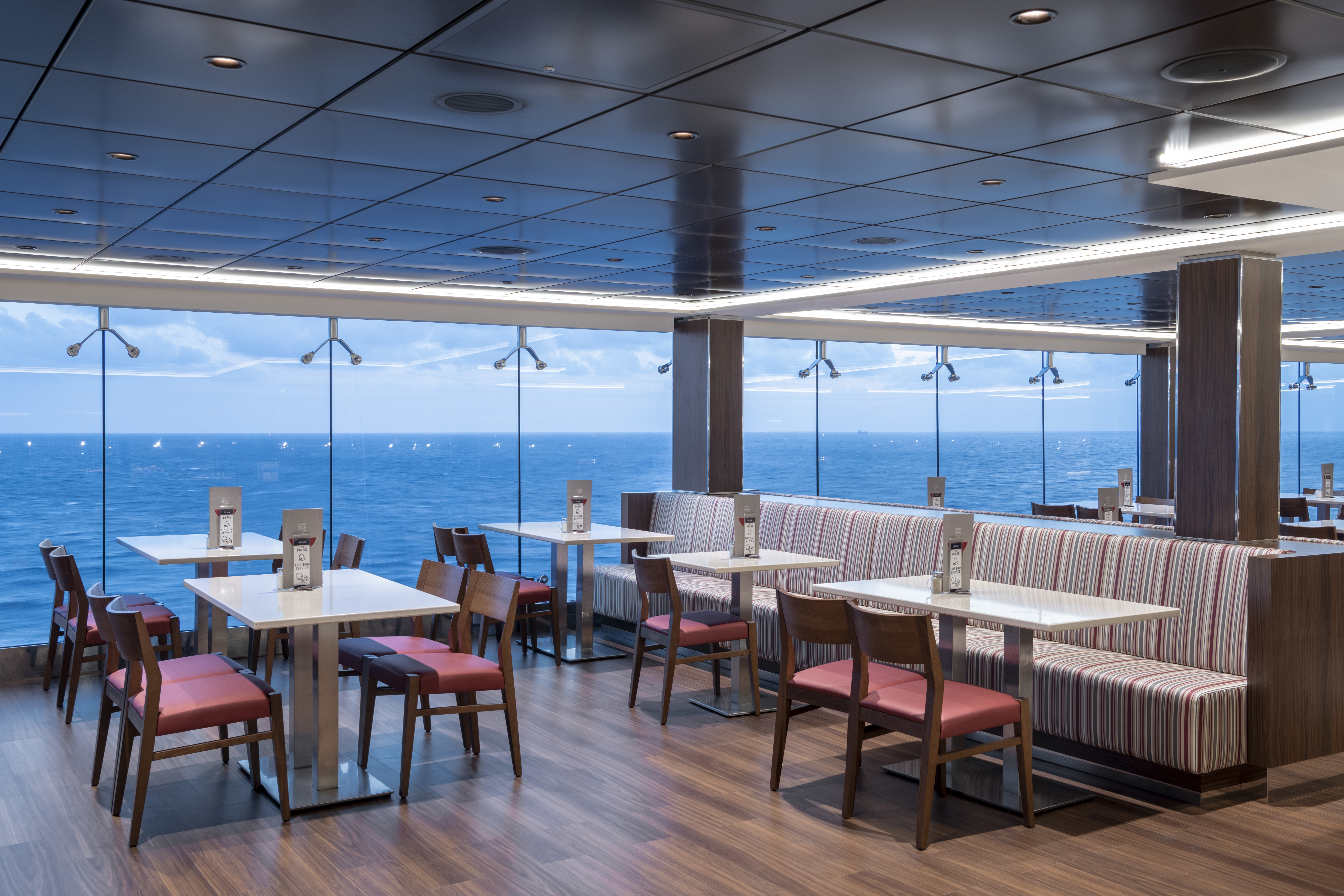 MSC Bellissima Marketplace Buffet dining with sea view windows