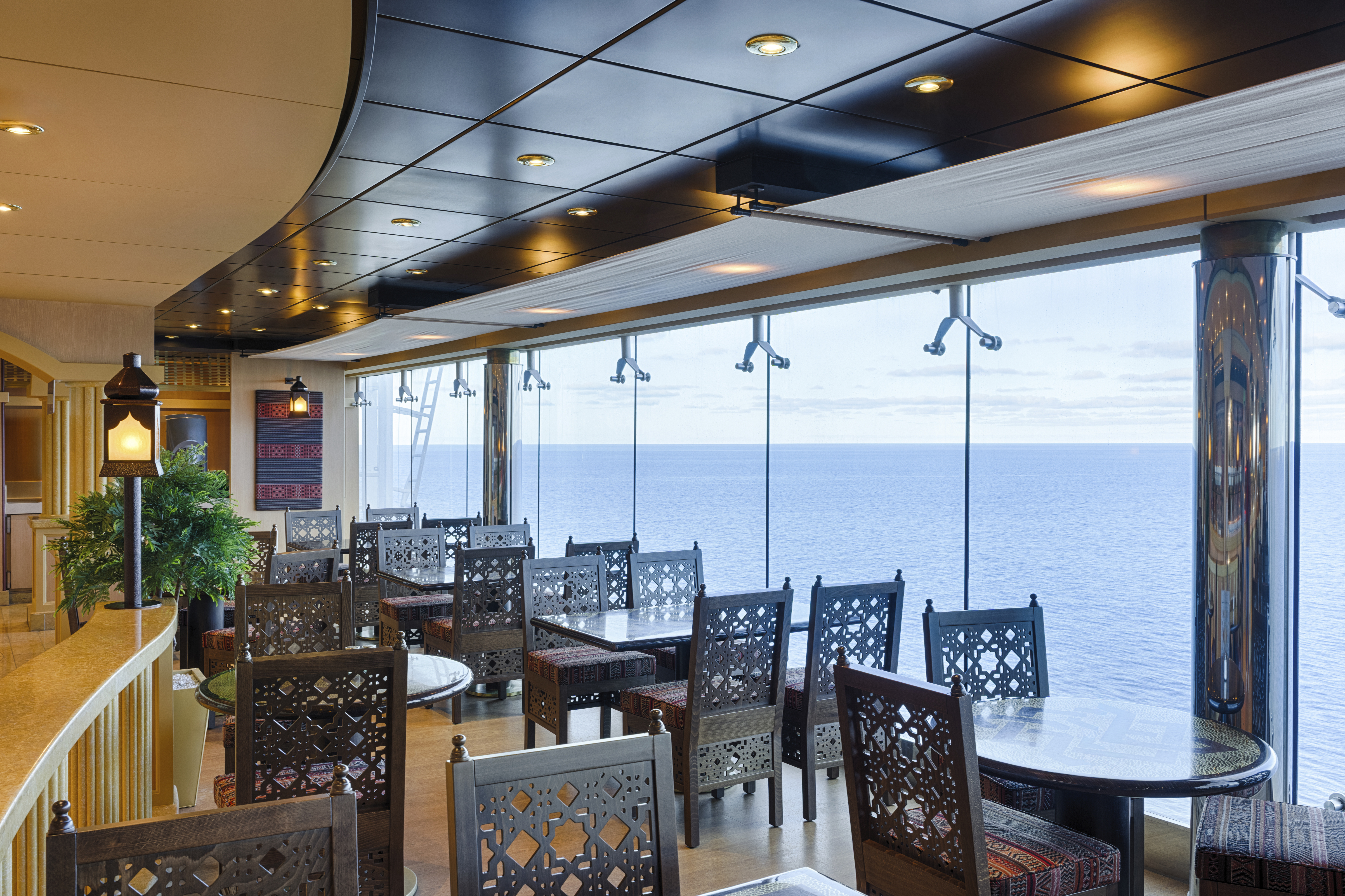 MSC Magnifica Sahara Buffet dining room with sea-view windows