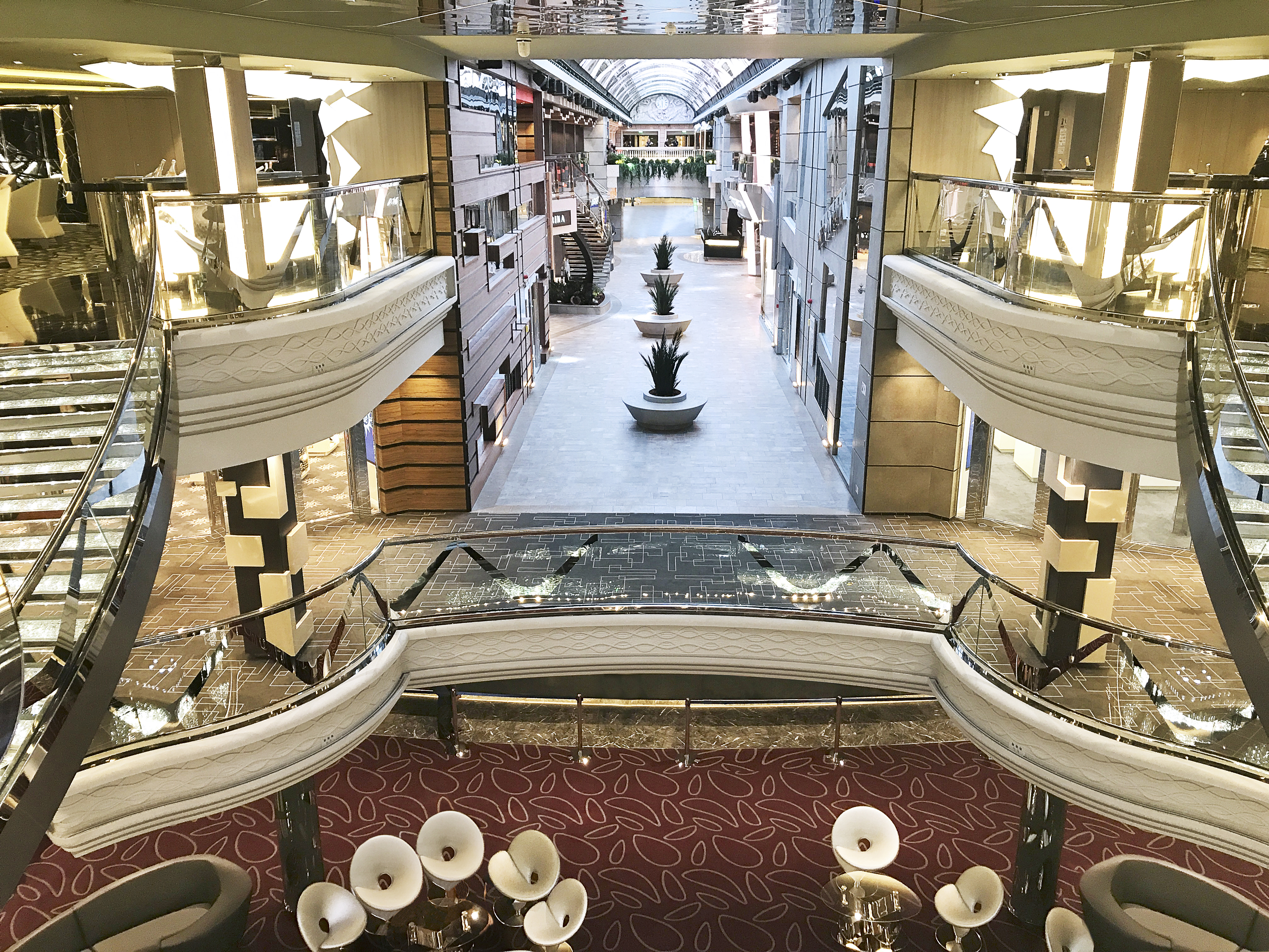 MSC Meraviglia Infinity Atrium lounge looking toward the Galleria