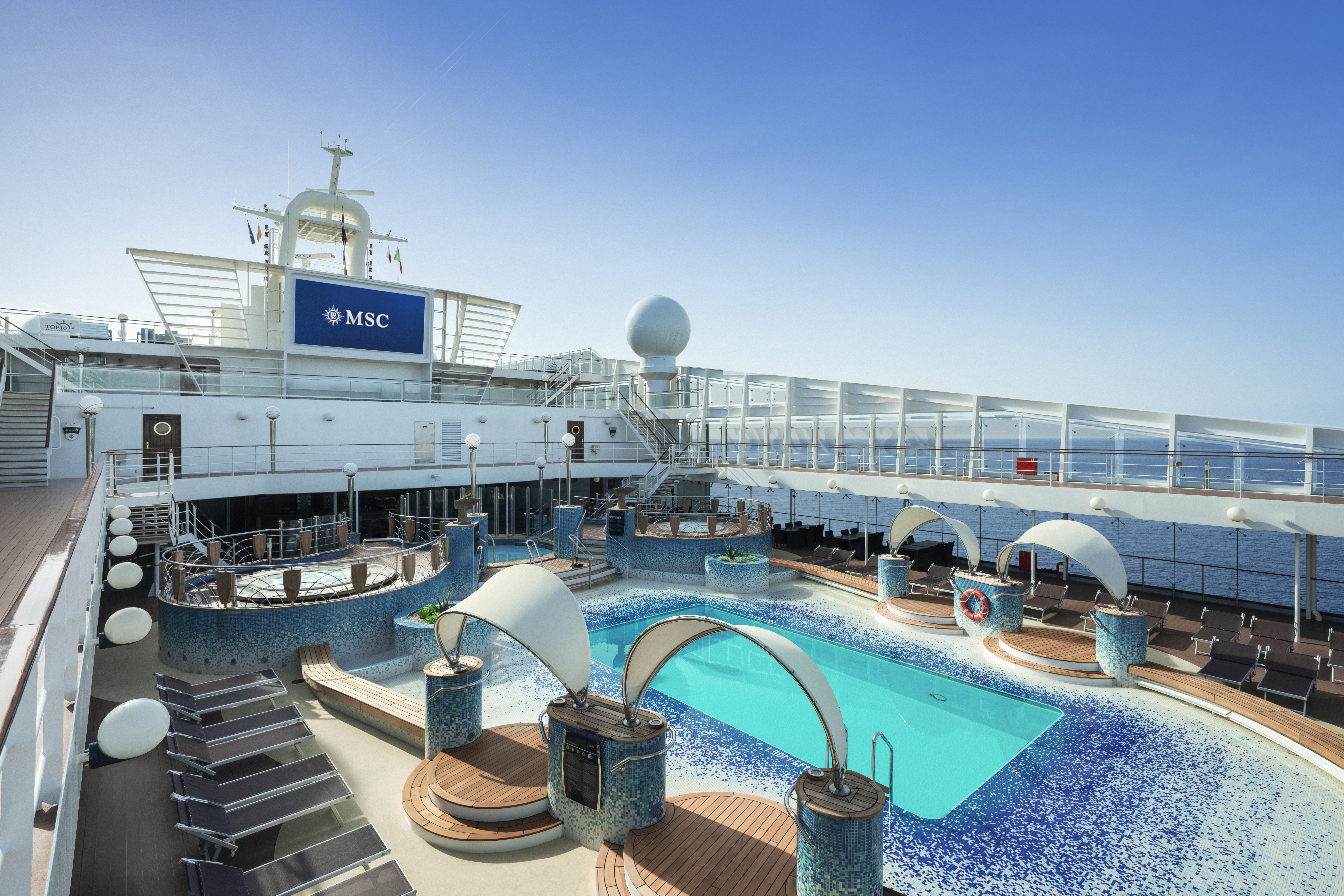 MSC Musica Copacabana pool deck under bright sun