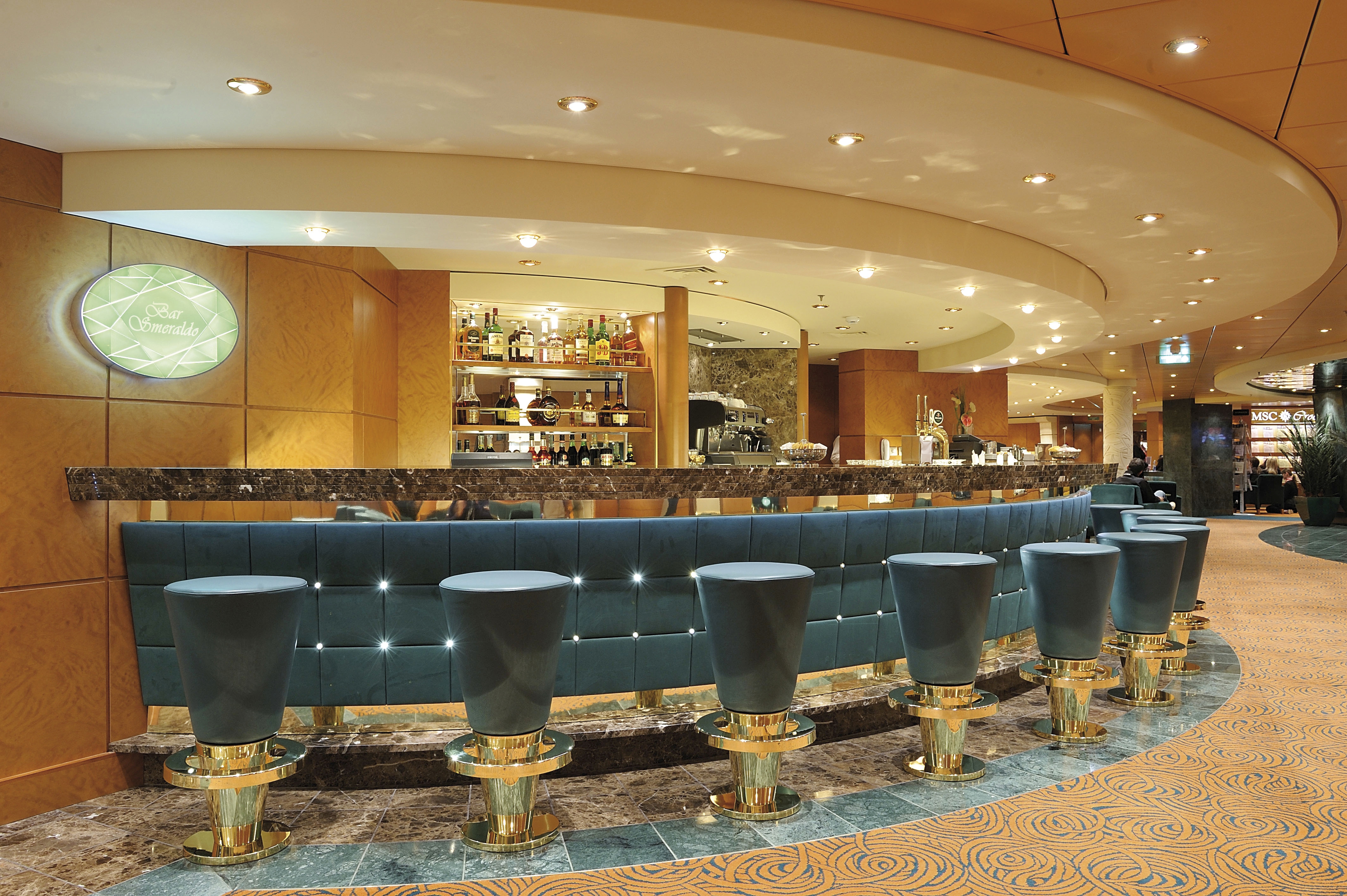 MSC Poesia bright curved bar lounge interior