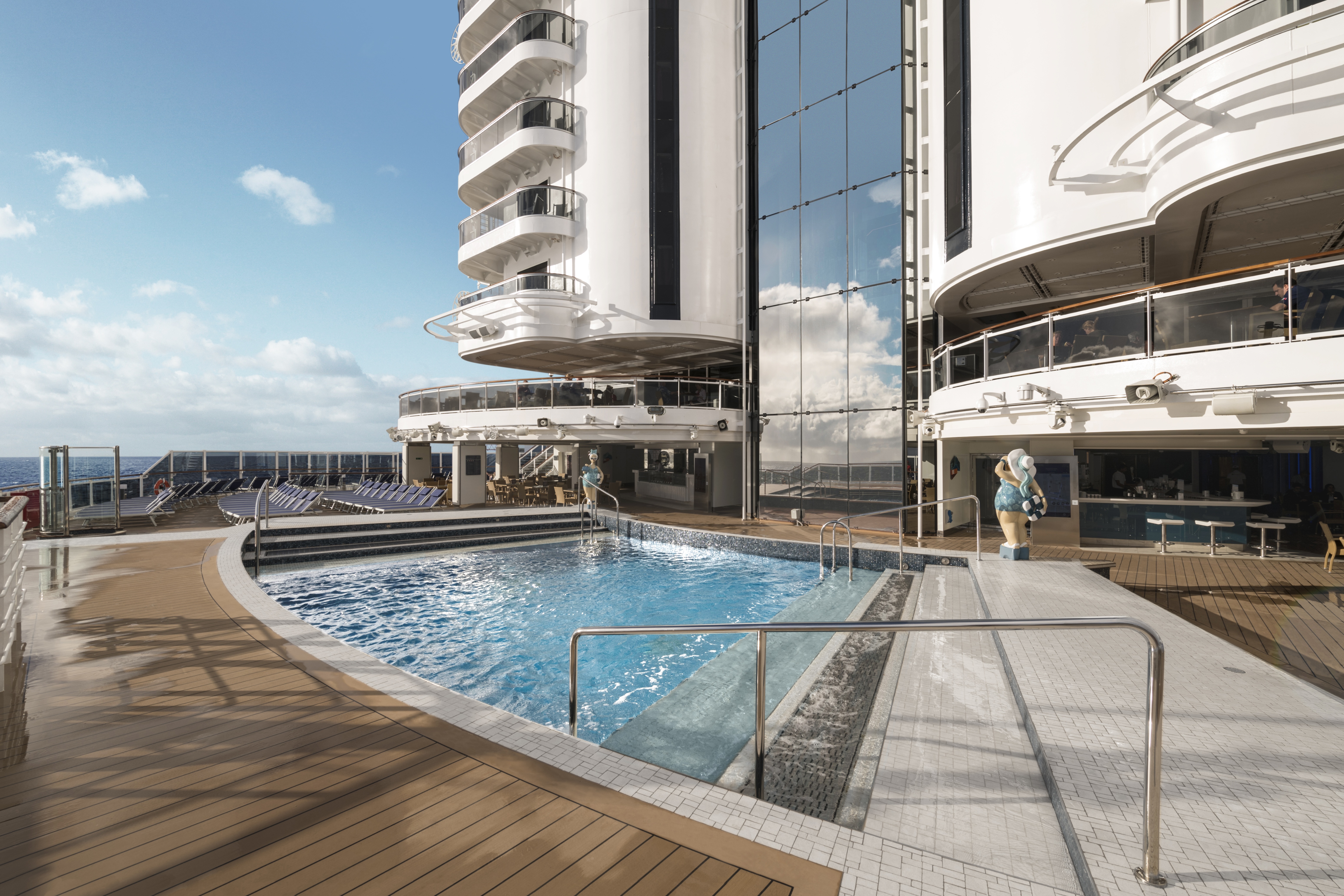 MSC Seaside South Beach Pool on a bright sunny deck