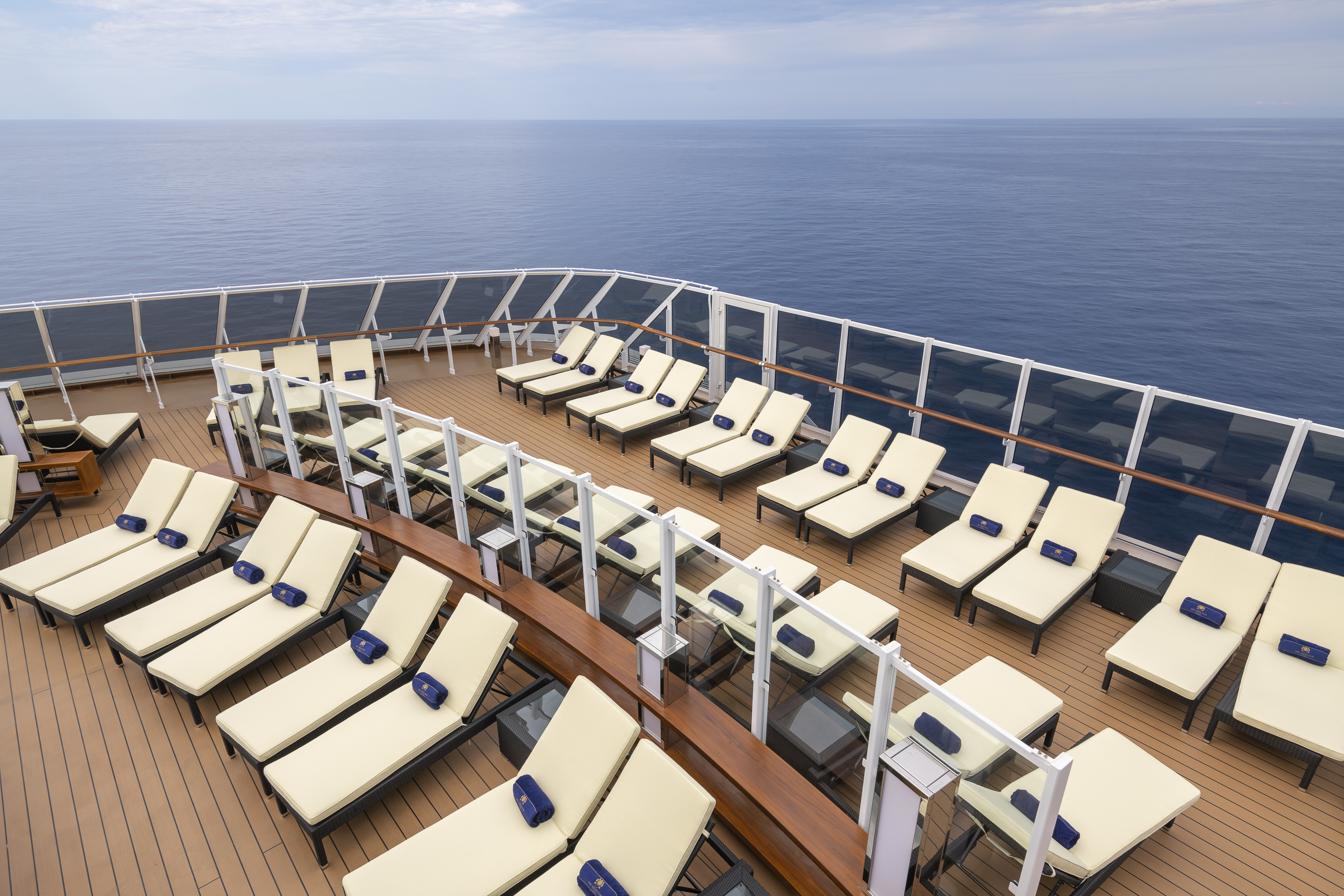 MSC Seaview Yacht Club sun deck loungers overlooking the ocean