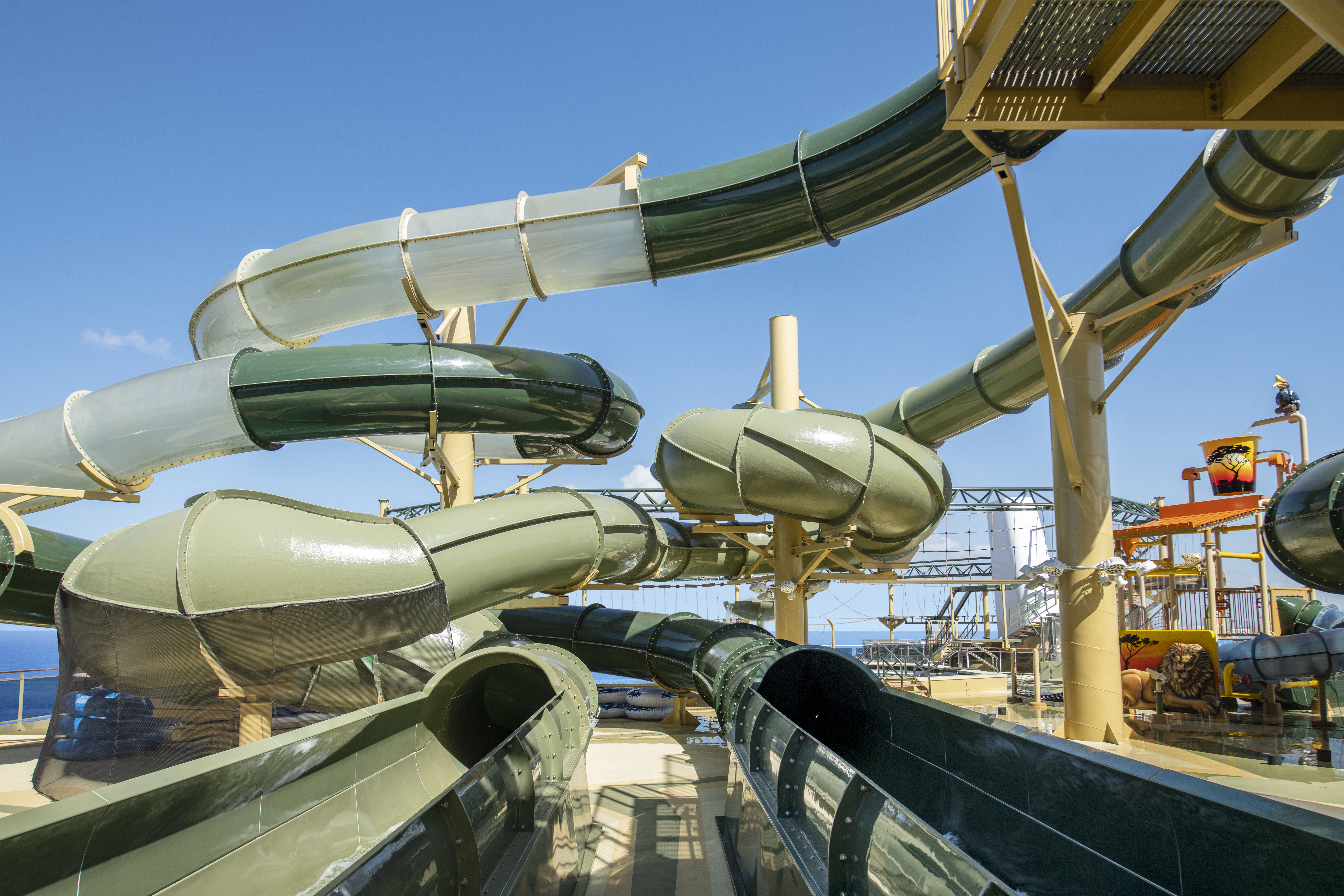 MSC Virtuosa Savannah Aquapark green slides overlooking the sea