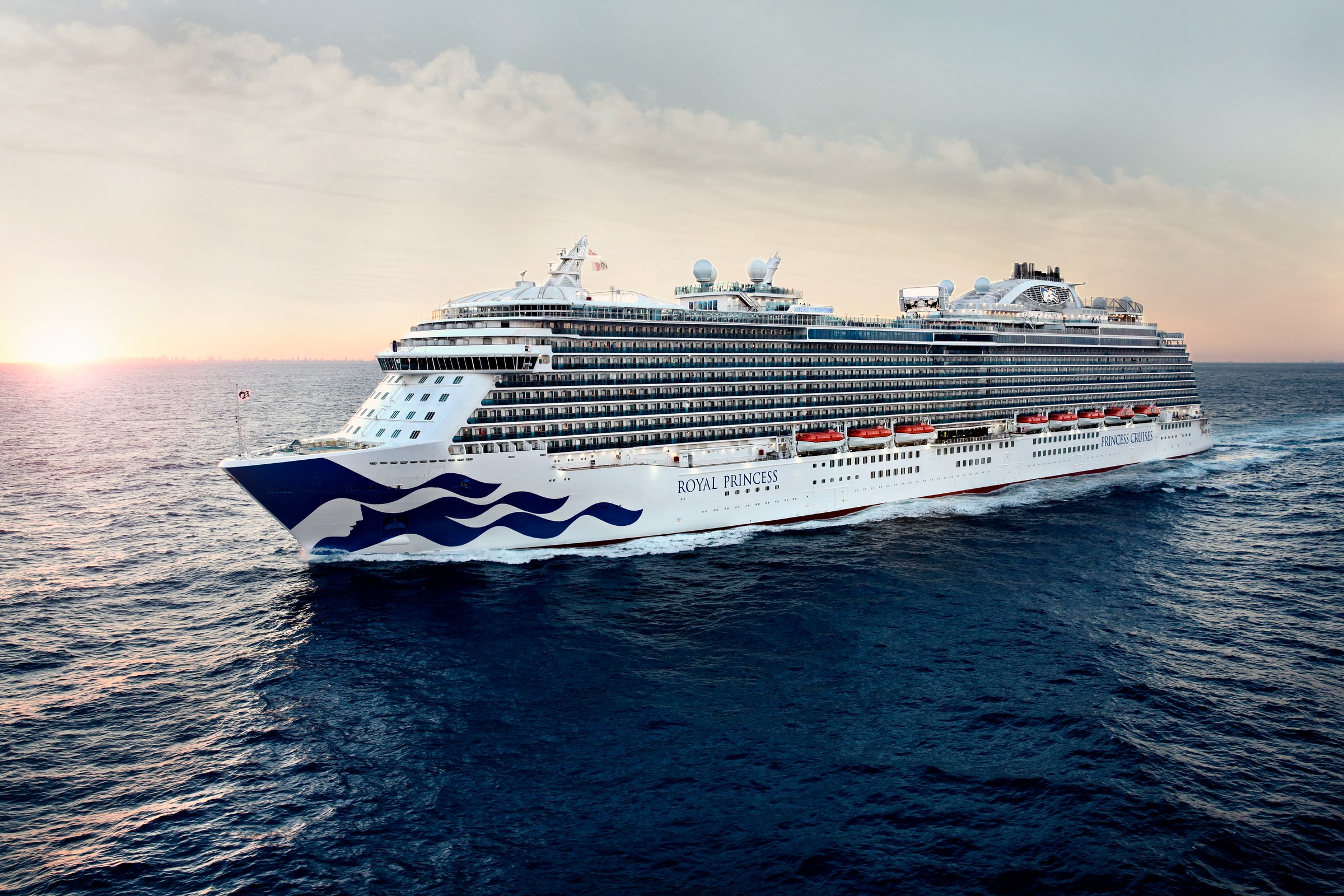 Royal Princess aerial three-quarter at sea
