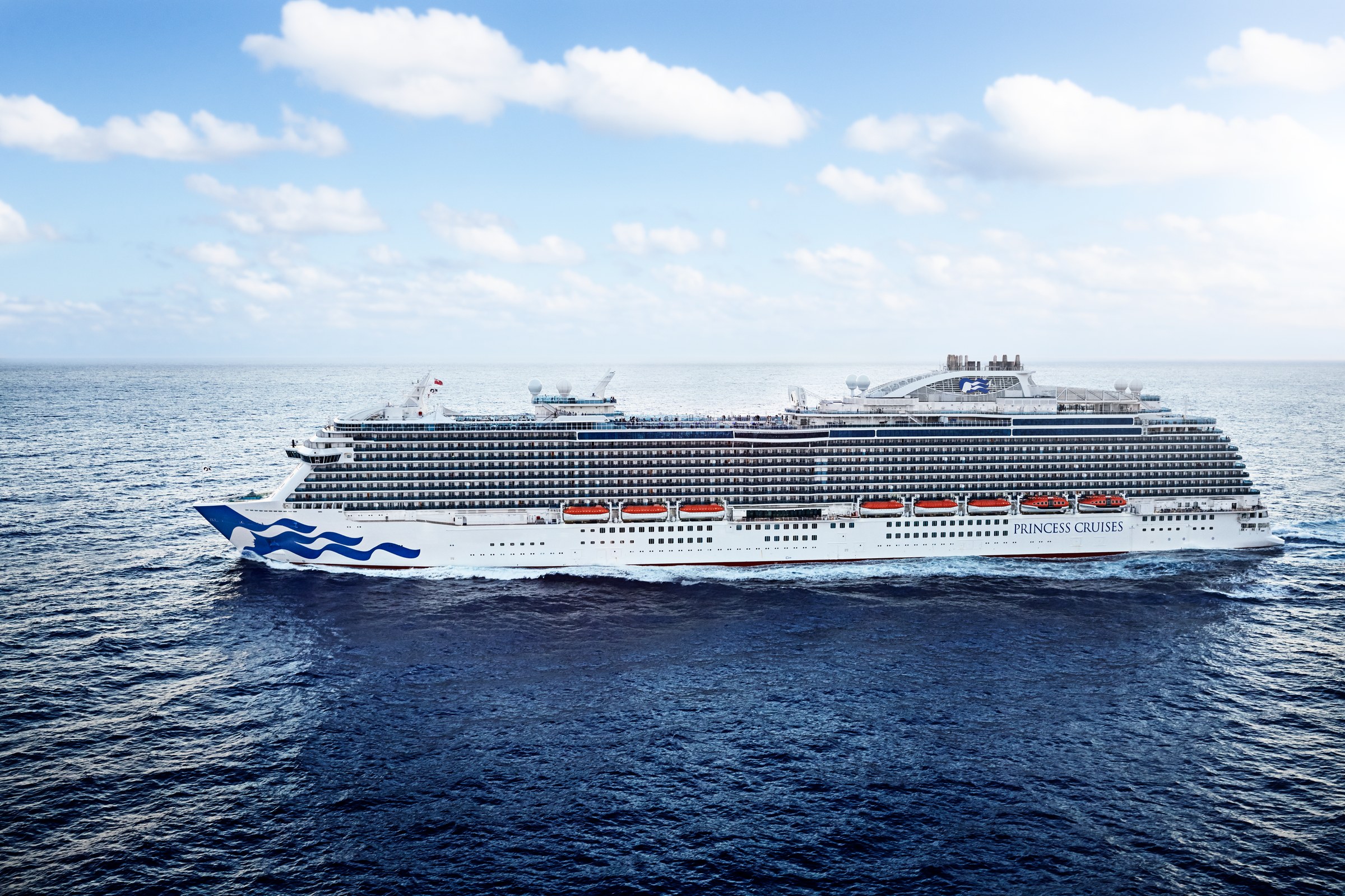 Aerial of Royal Princess on open water
