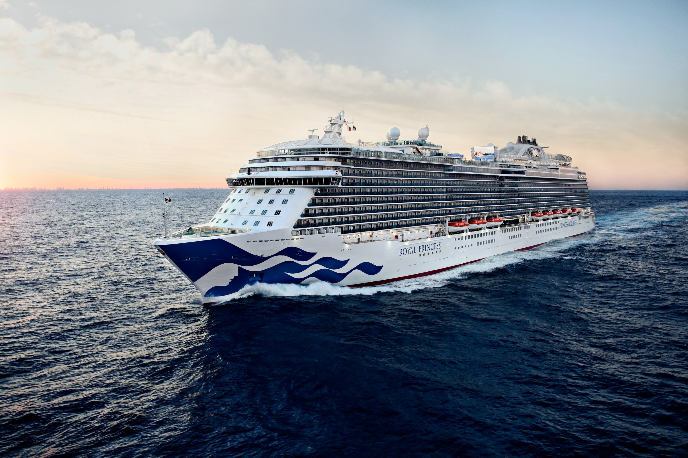 Royal Princess aerial three-quarter at sea