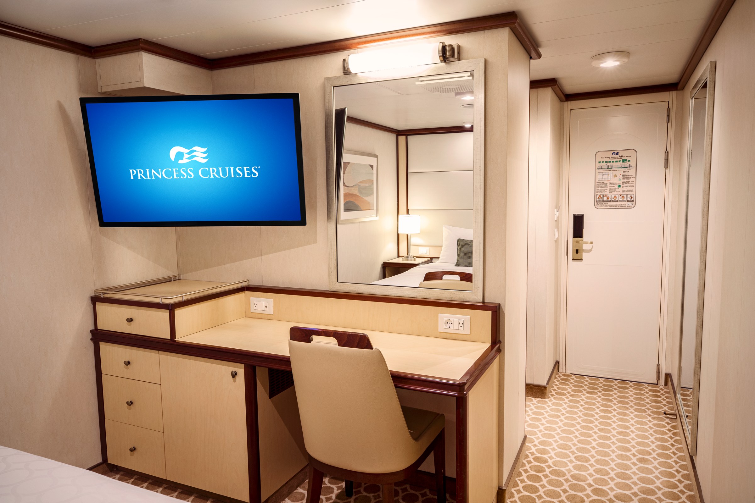 Royal Princess Interior stateroom vanity and desk