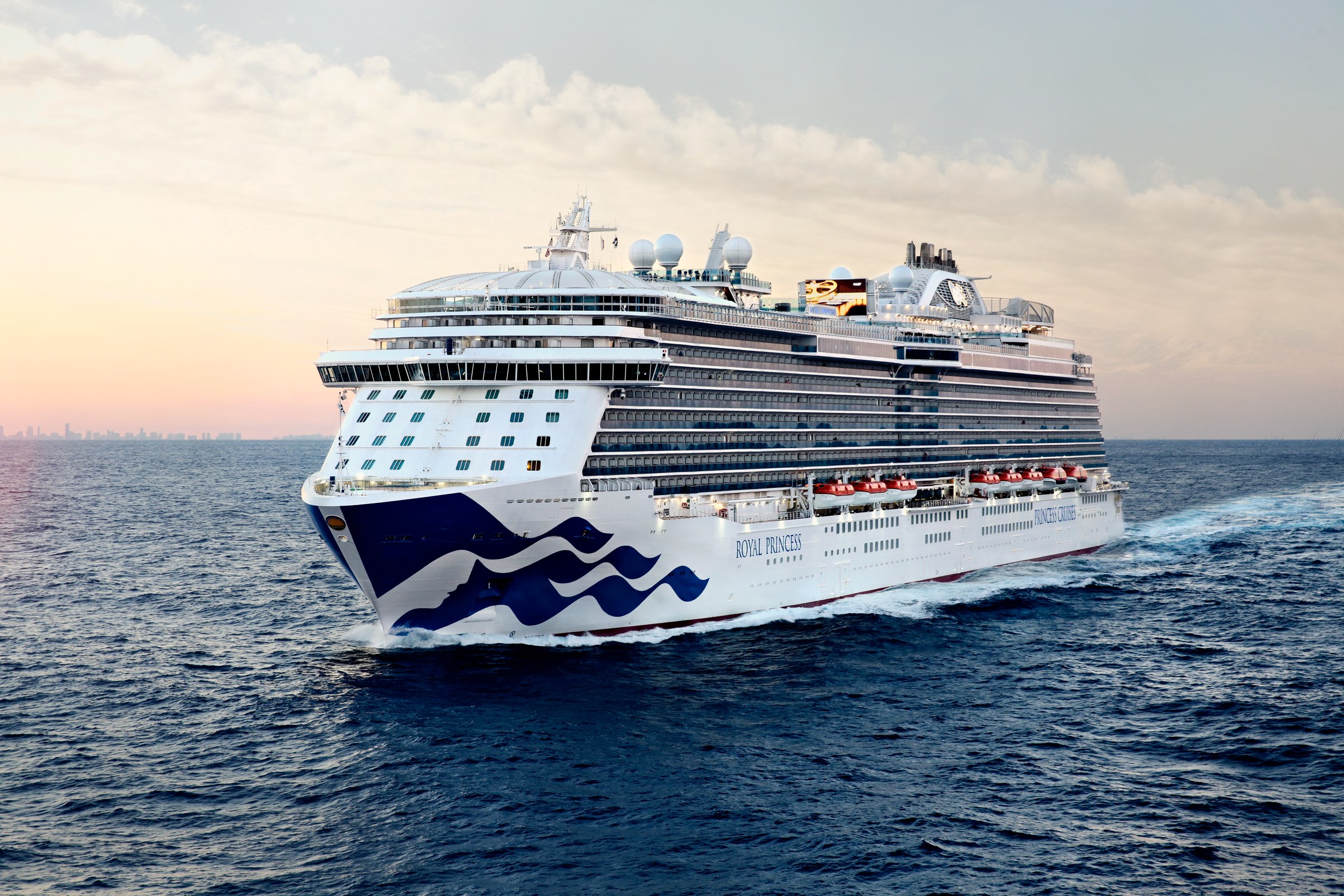 Aerial of Royal Princess underway