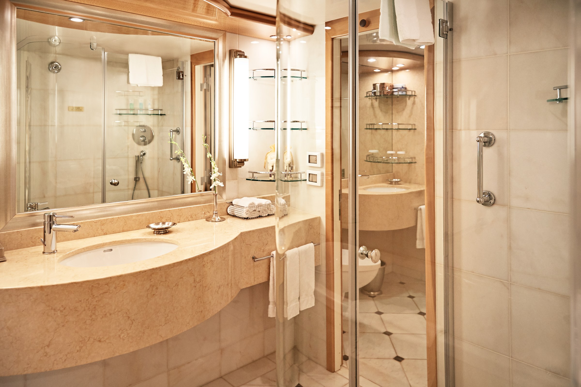 Royal Princess Stateroom bathroom with walk-in shower