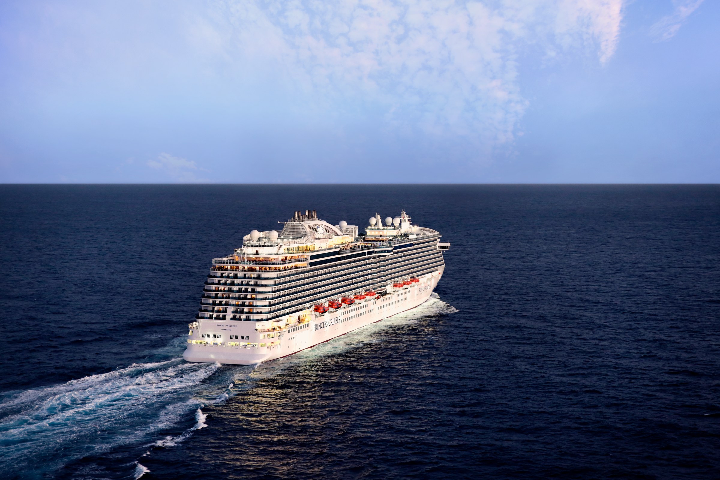 Royal Princess aerial on open water