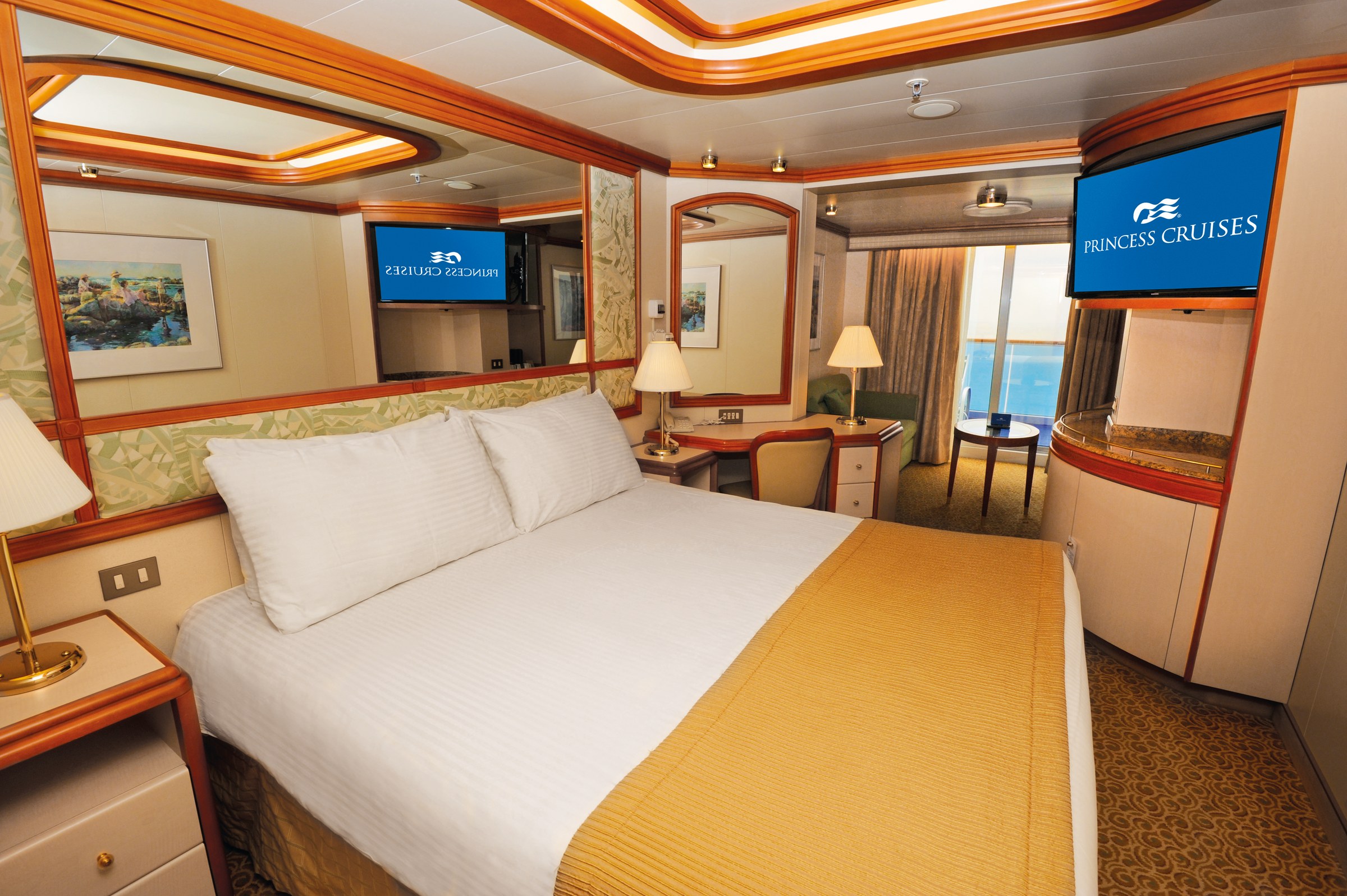Sapphire Princess stateroom with sitting area and balcony