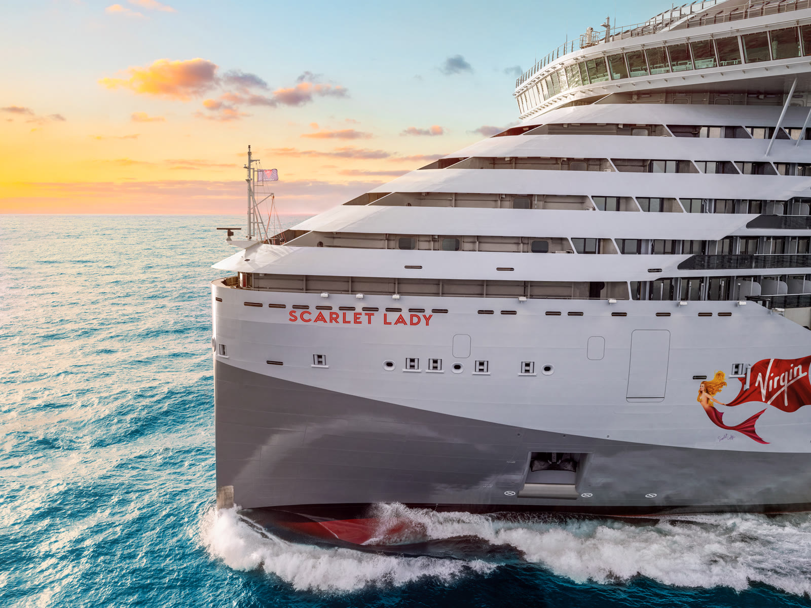 Scarlet Lady exterior bow-on in sun