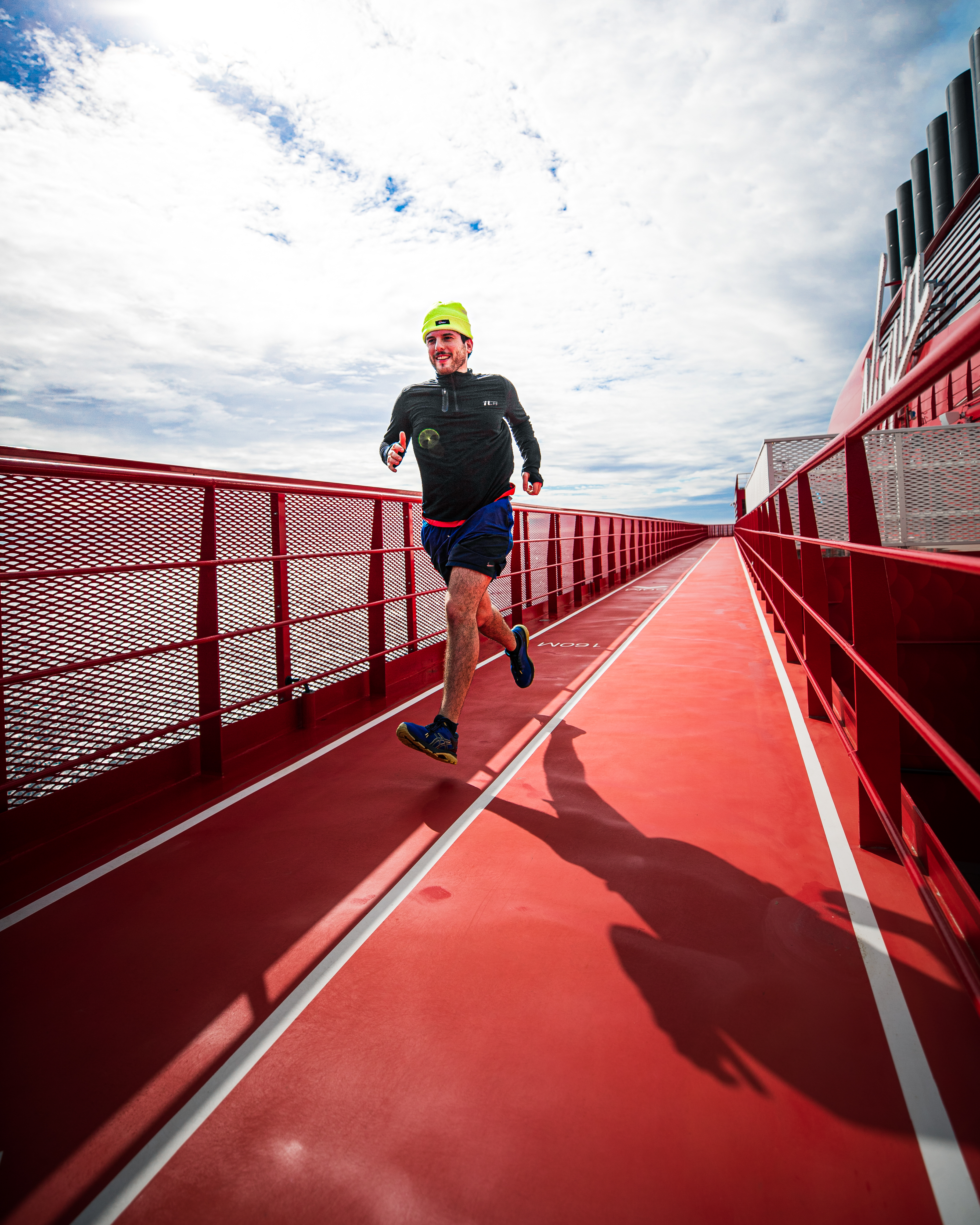 Jogger on The Runway outdoor track.