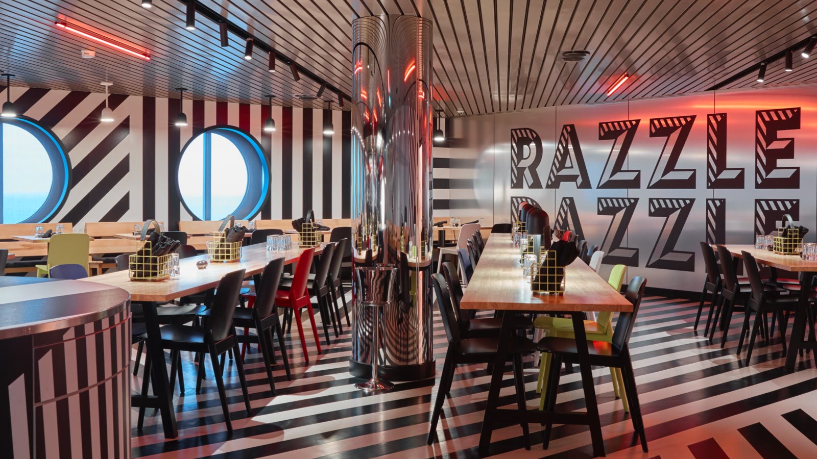 landscape Razzle Dazzle interior hero; clean and colorful rather than gloomy.