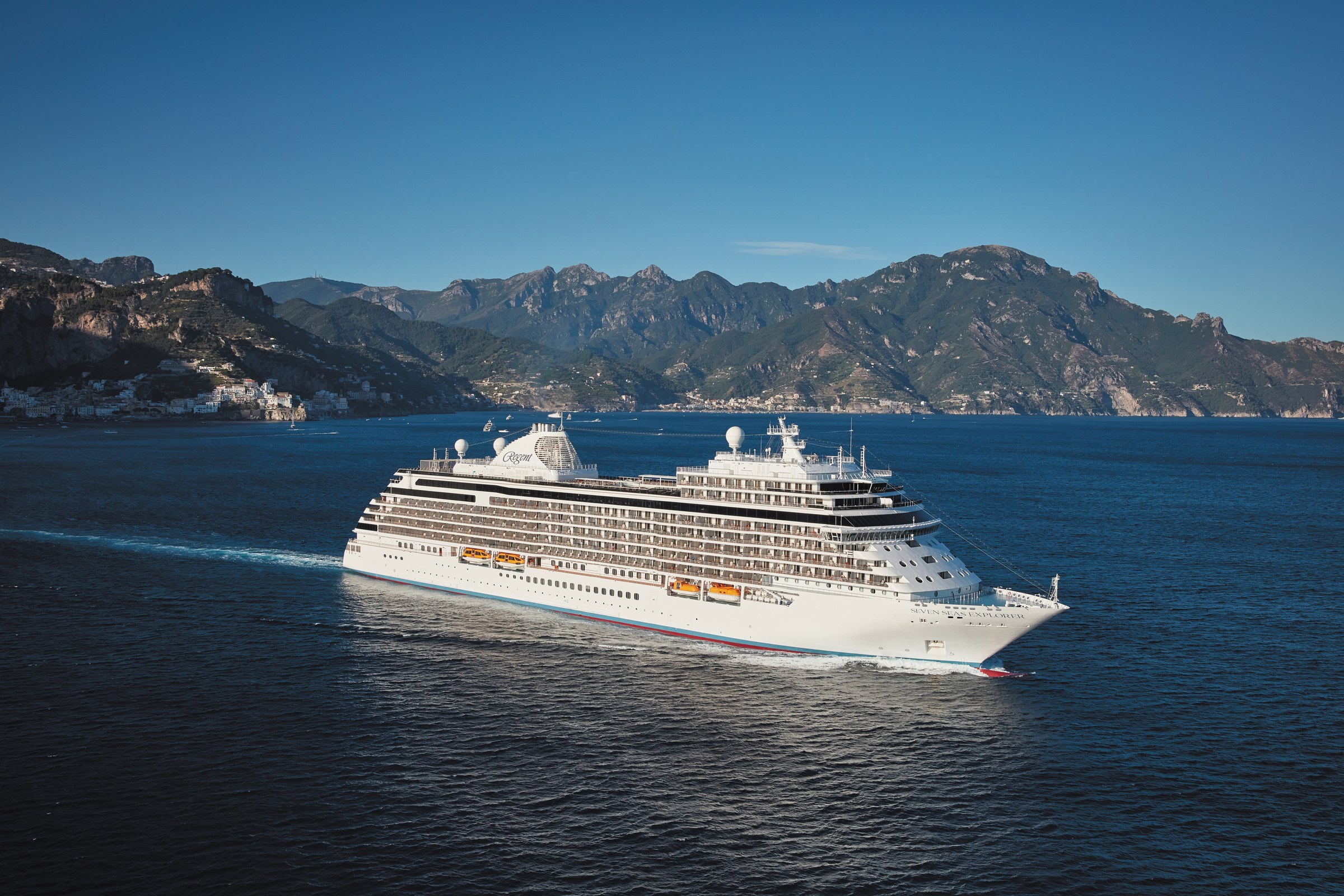 Seven Seas Explorer – aerial view at sea