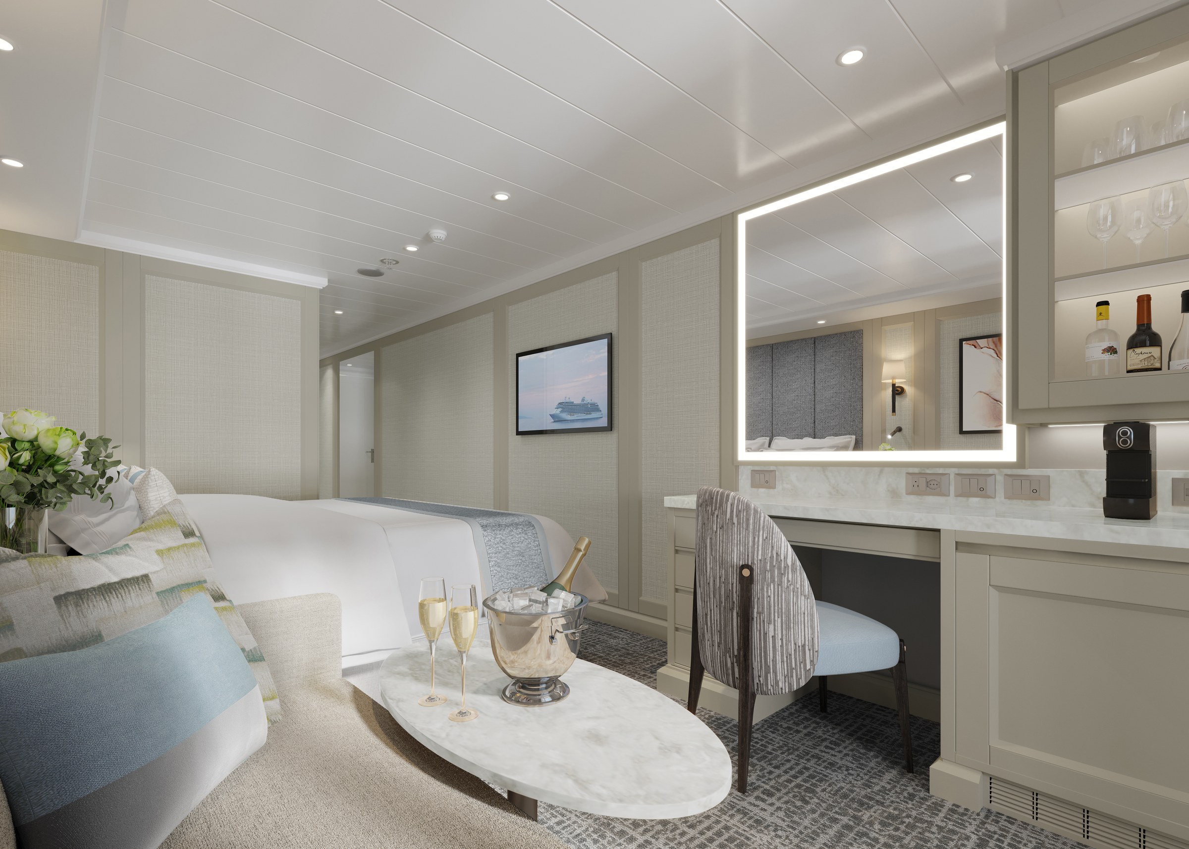 Seven Seas Prestige – Deluxe Veranda (rendering)