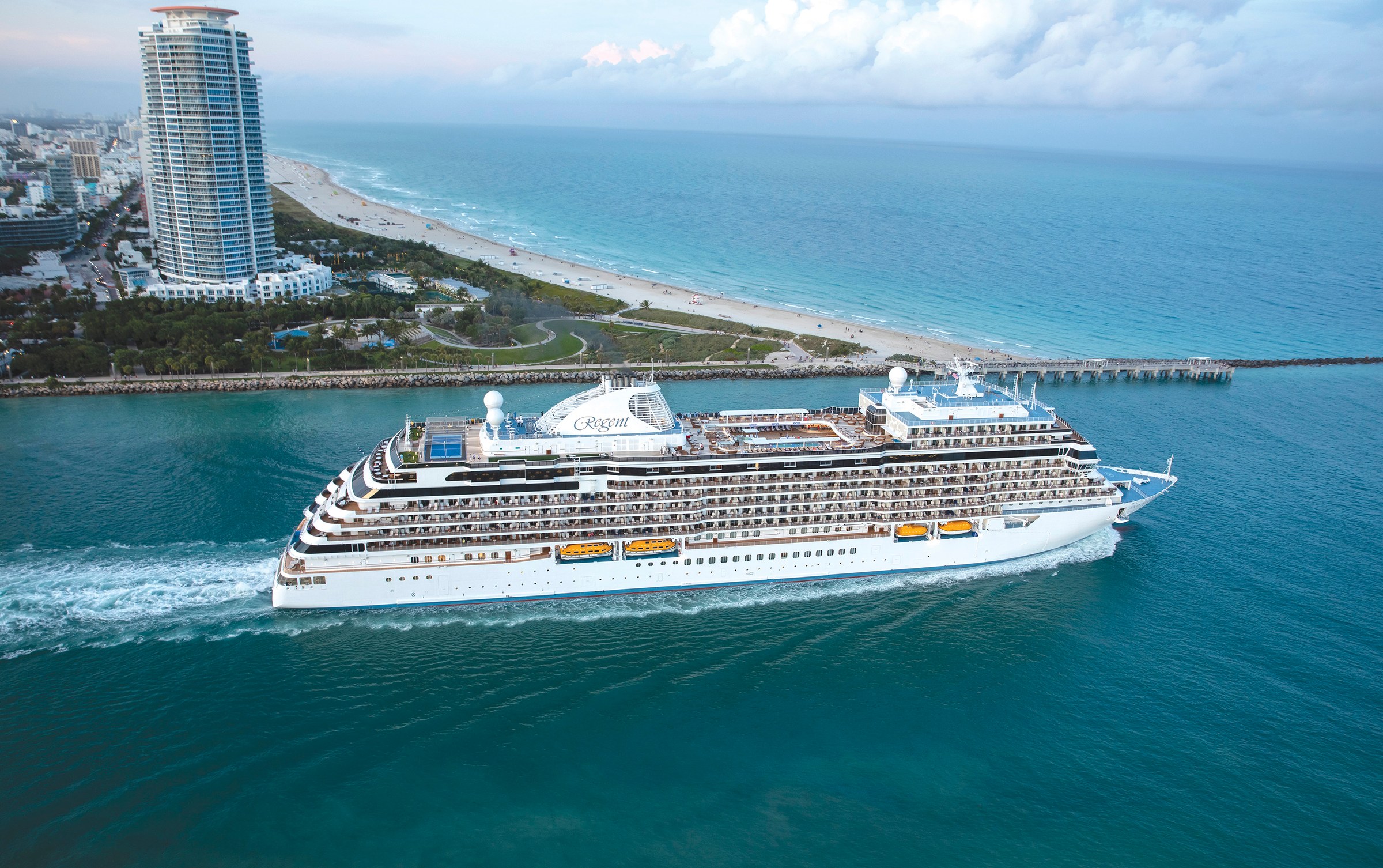 Seven Seas Splendor – aerial view off Miami