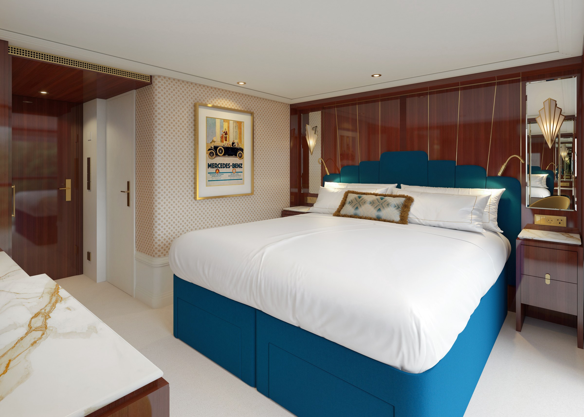 S.S. Marlene – French Balcony stateroom (rendering)
