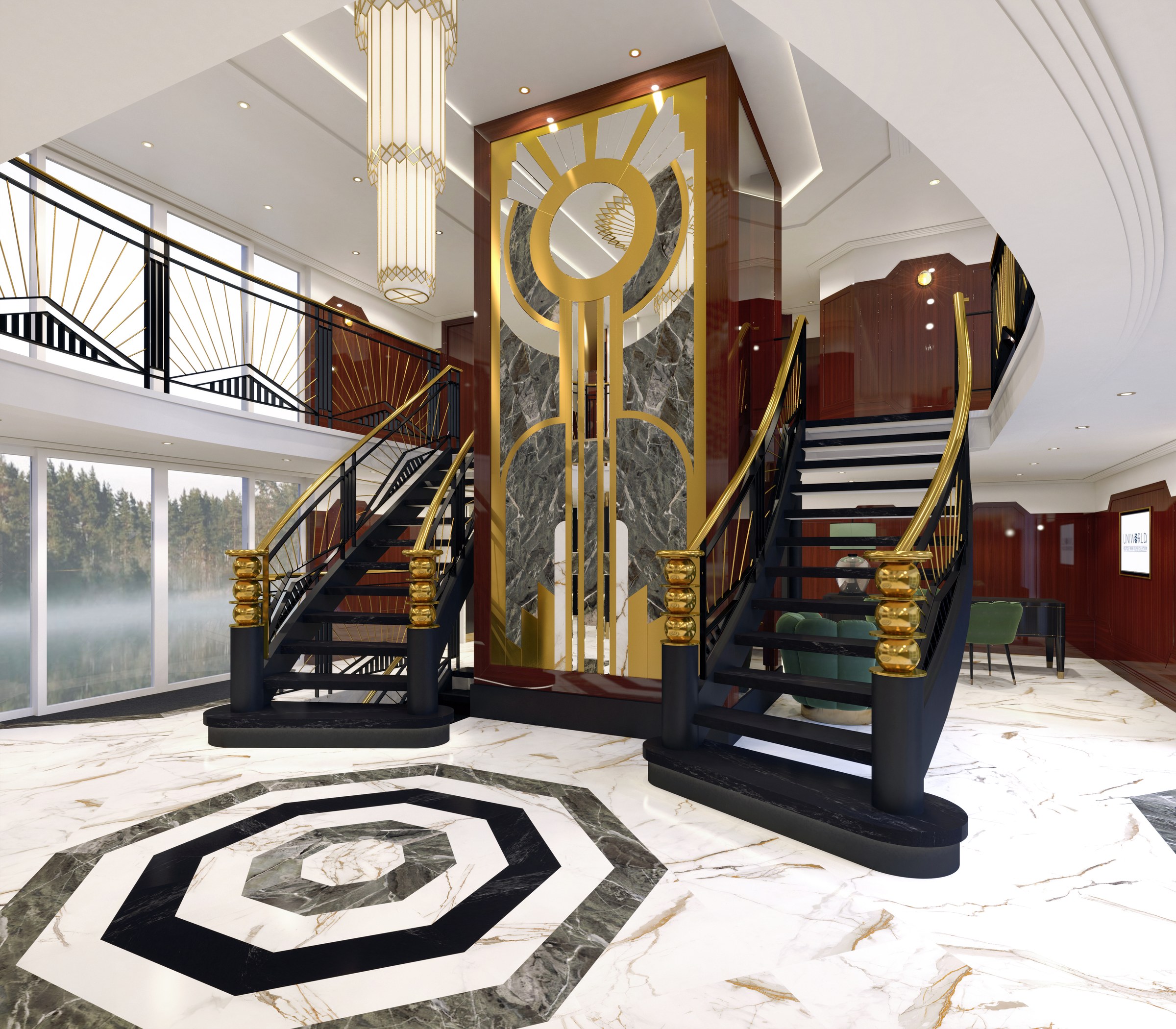 S.S. Marlene – Lobby staircase (rendering)