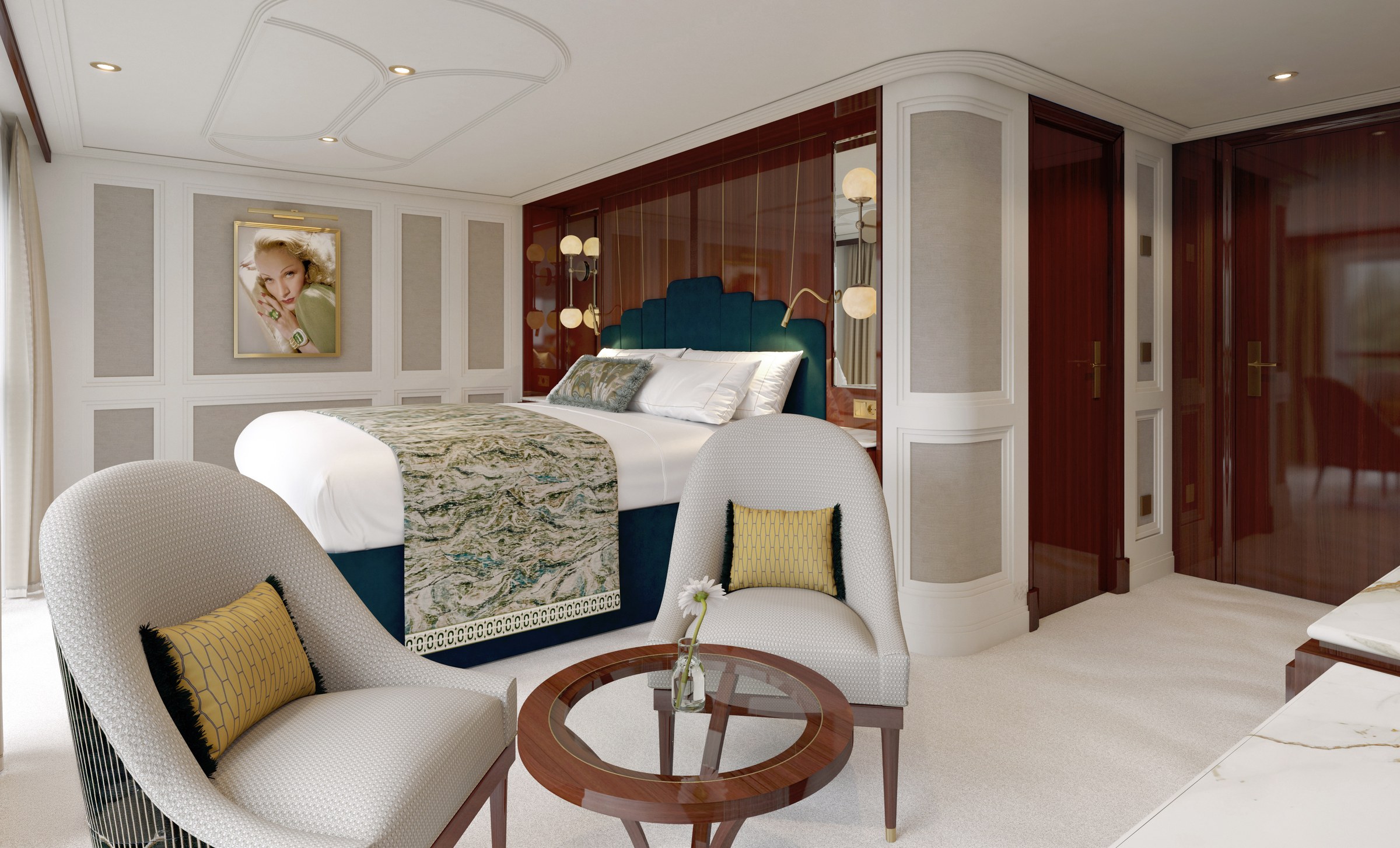 S.S. Marlene – Suite sitting area (rendering)