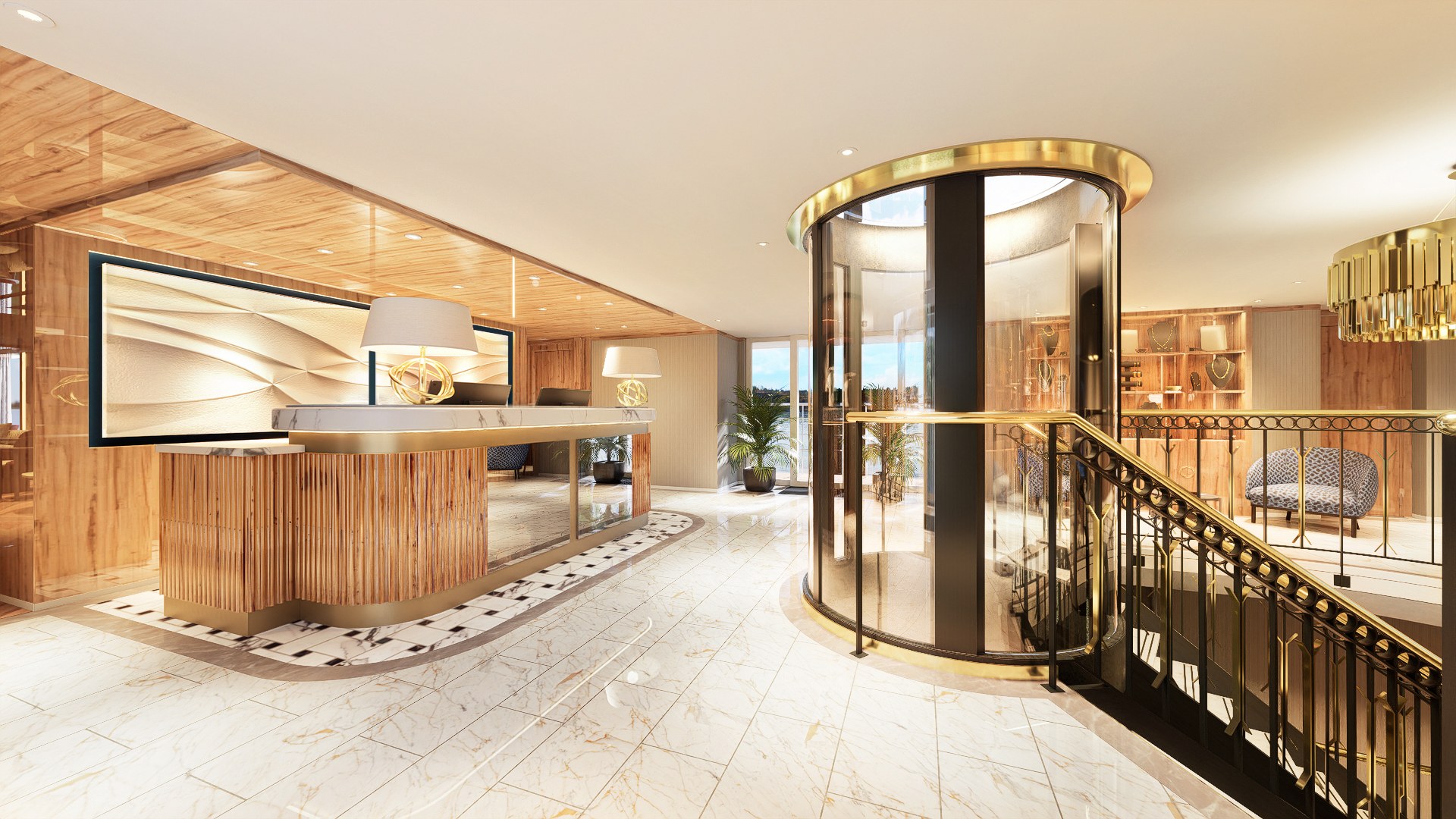 S.S. São Rafael – Lobby reception (rendering)